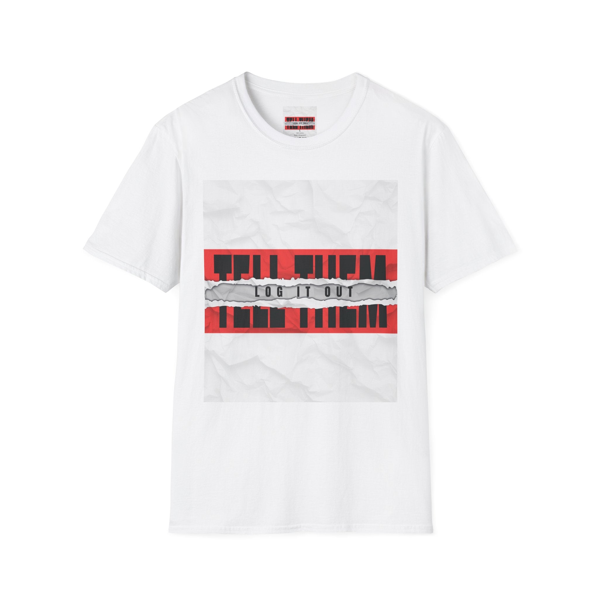 T-Shirt — LOG IT OUT Red Tape Graphic Tee ("LOG IT OUT")