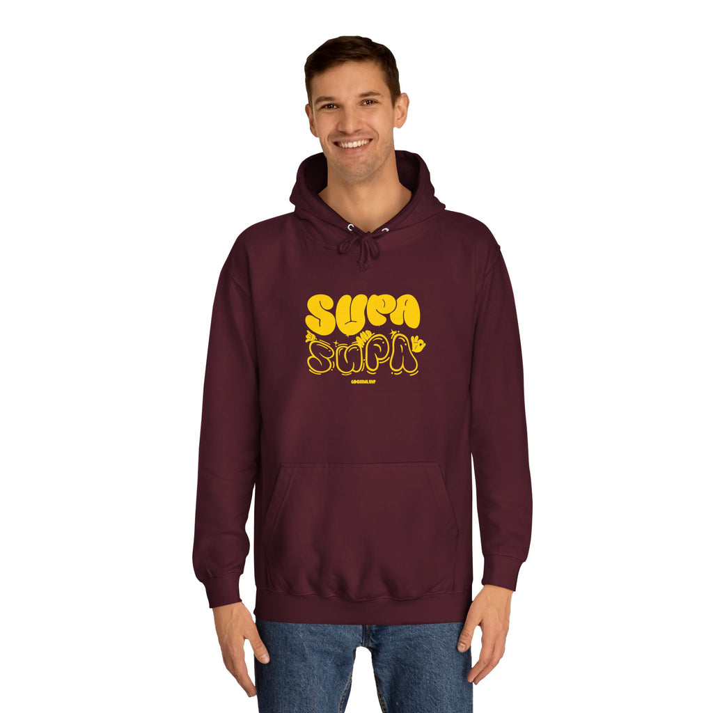 Cheerful Unisex Supa Supa Hoodie - Cozy Streetwear, Campus Style, Trendy Gift, Relaxed Fit, Perfect for Every day