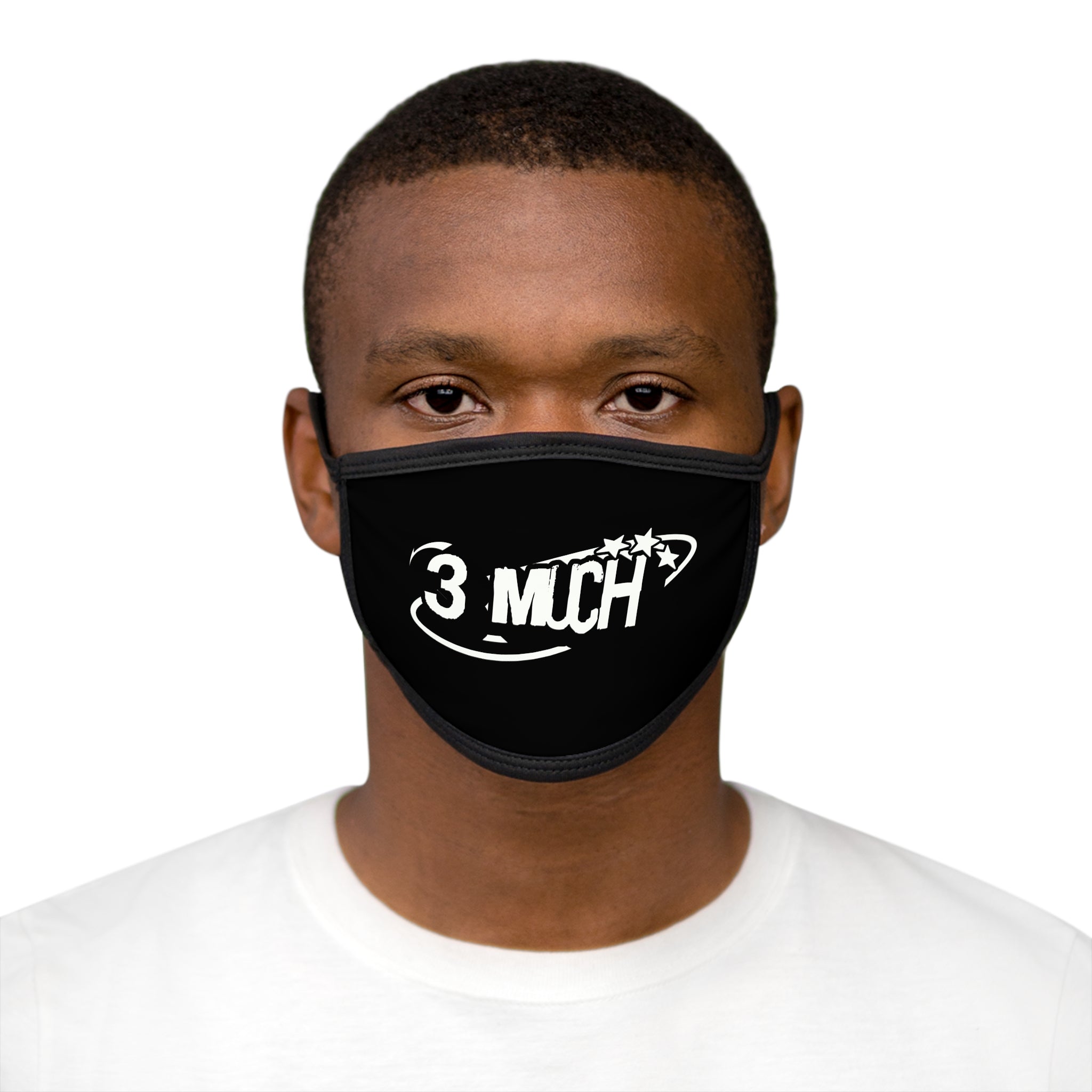 3 MUCH Logo Face Mask - Black Graphic Reusable Cotton Blend Mask