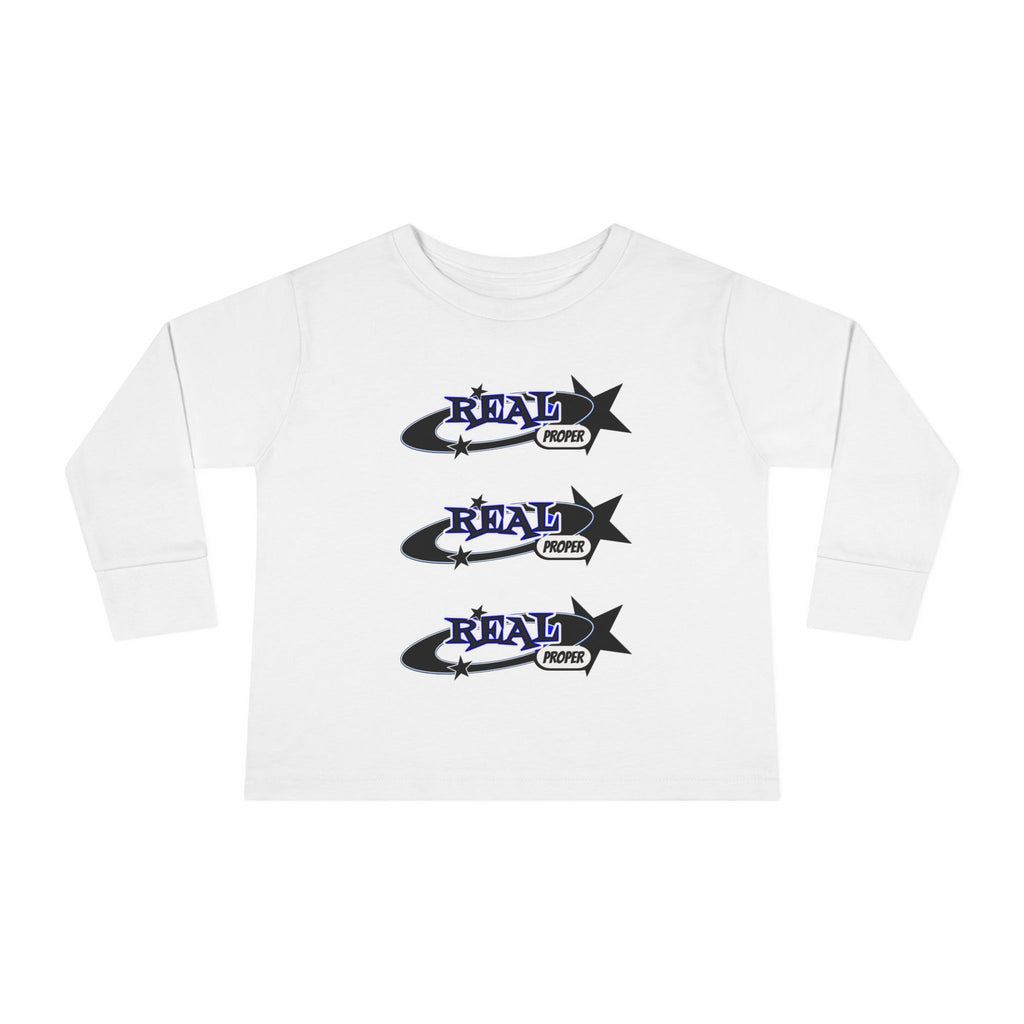 Toddler Long Sleeve Tee — 'Real Proper' Star Graphic Kids Shirt