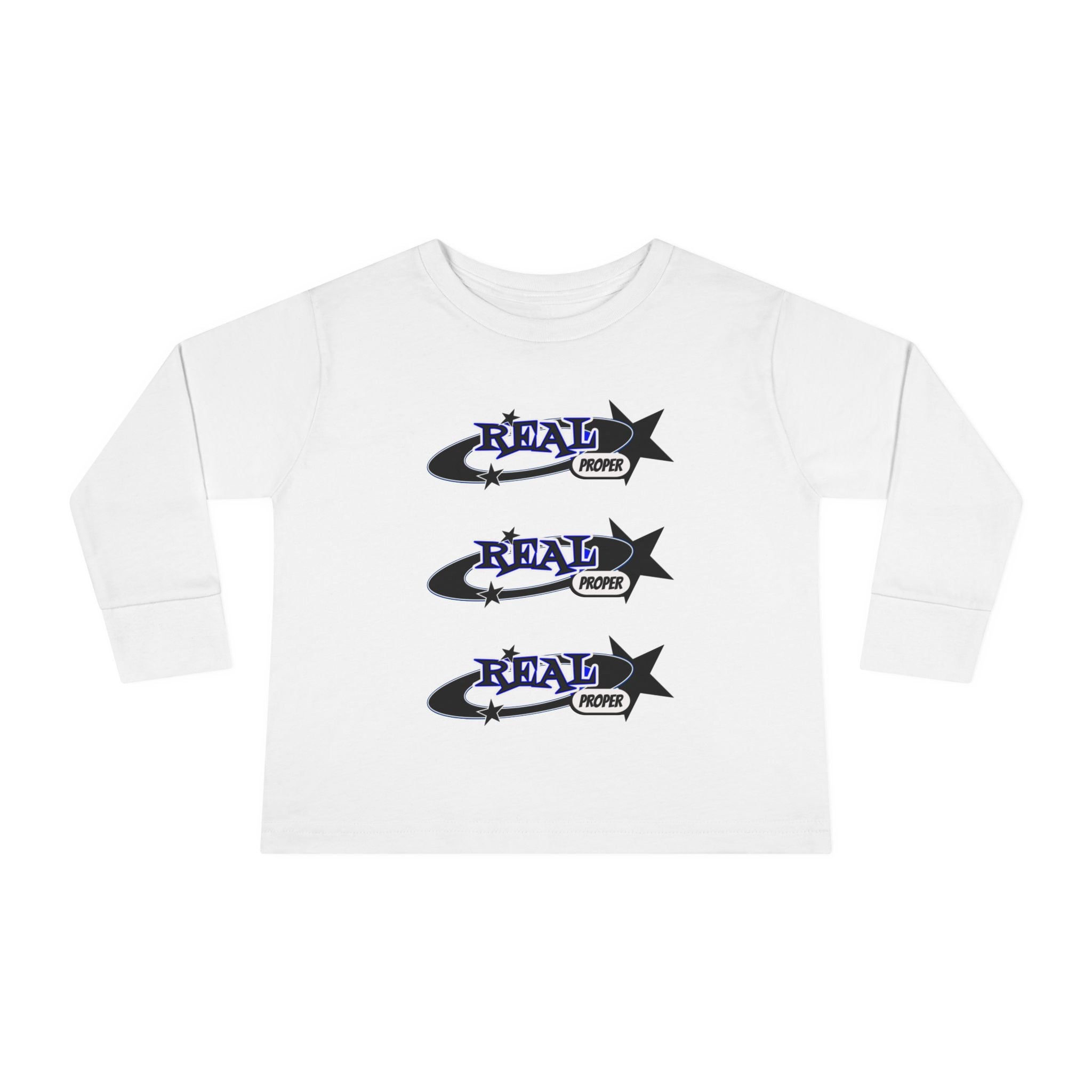 Toddler Long Sleeve Tee — 'Real Proper' Star Graphic Kids Shirt