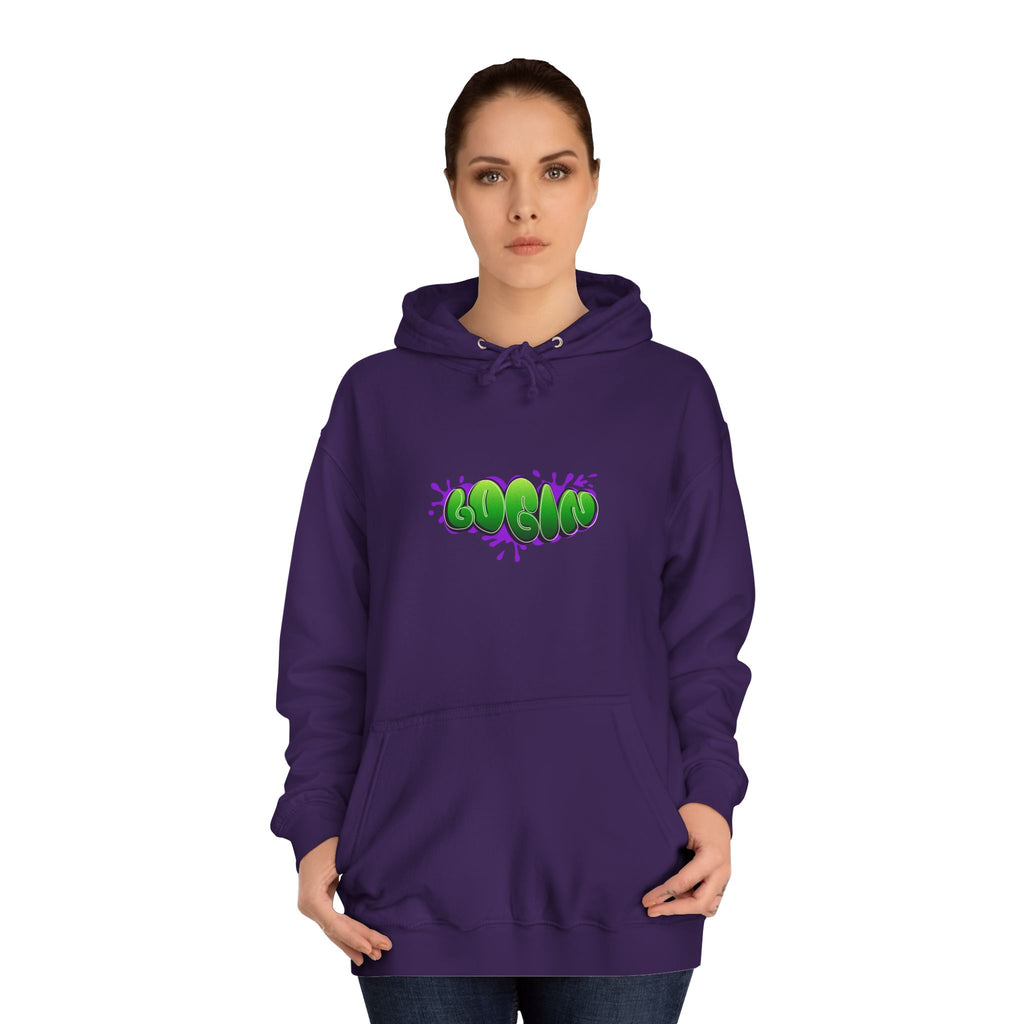 Hoodie with Green Graffiti "Login" Design - Streetwear Pullover