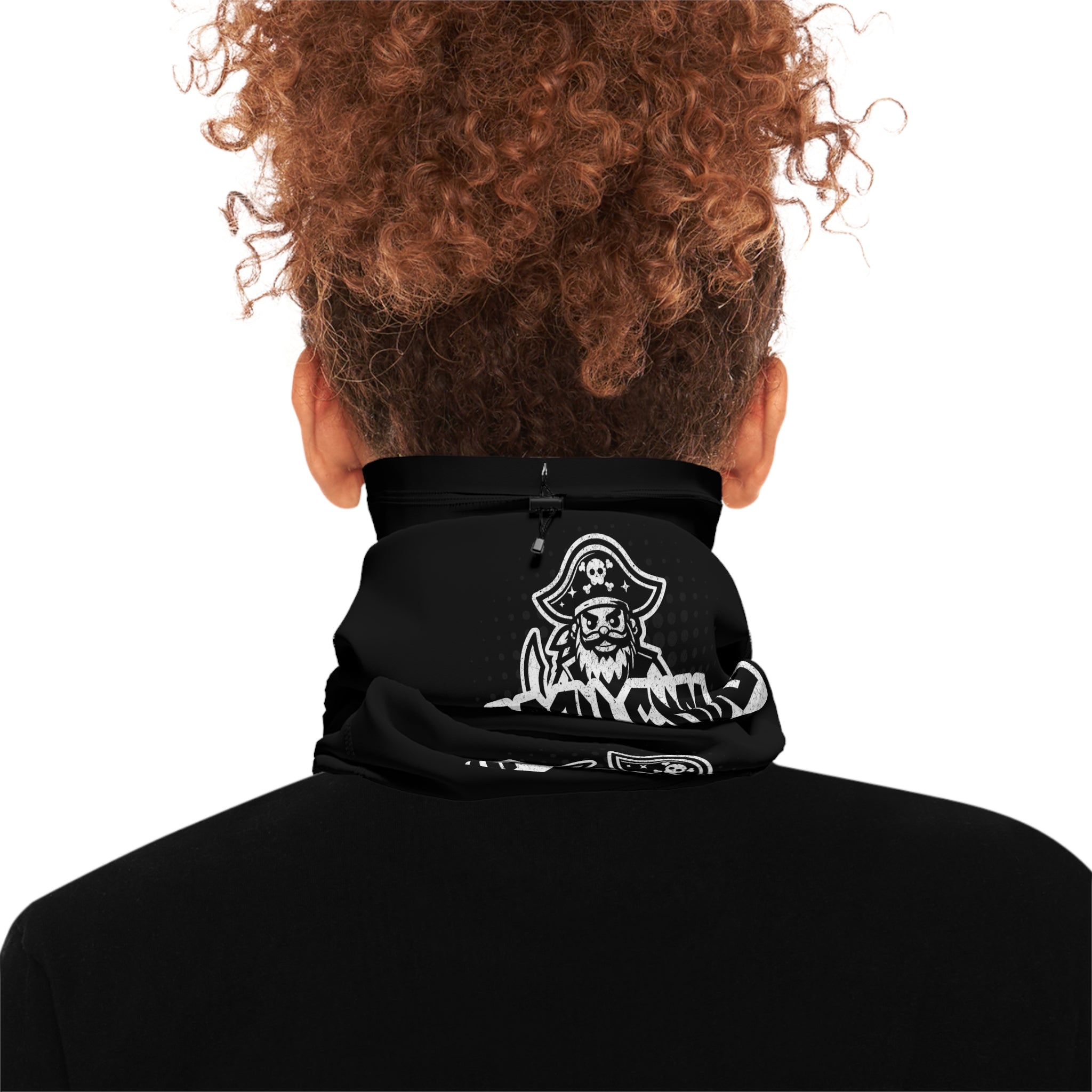 Back Endz Pirate Logo Winter Neck Gaiter — Black Drawstring Face Mask & Scarf