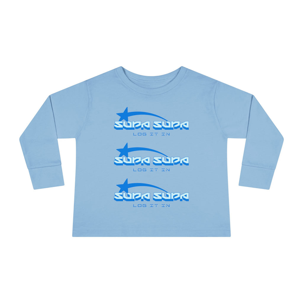Toddler Long Sleeve Tee — Blue Shooting Star "Super Star" Graphic