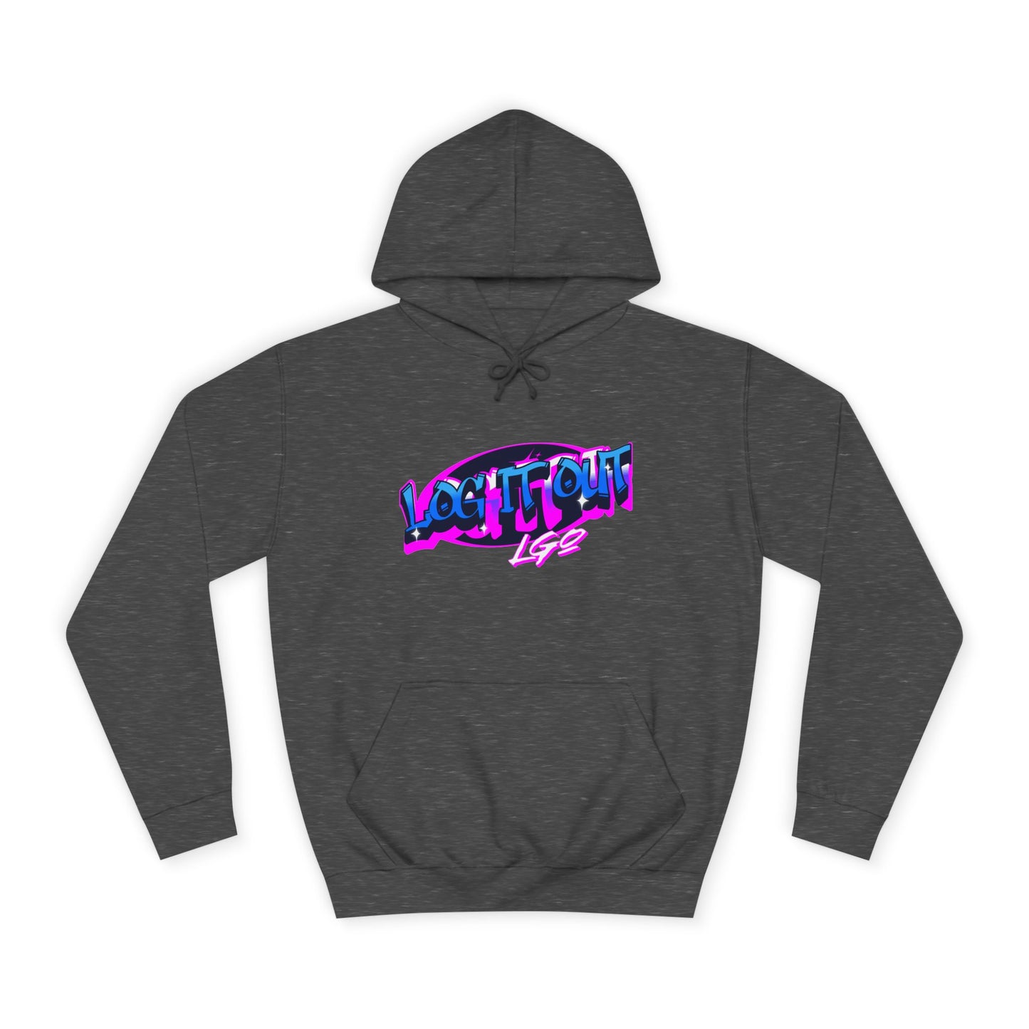 Vibrant Graffiti"Log it out"Hoodie, Unisex Fashion, Casual Wear, Student Apparel, Street Style, Gift for Graduates