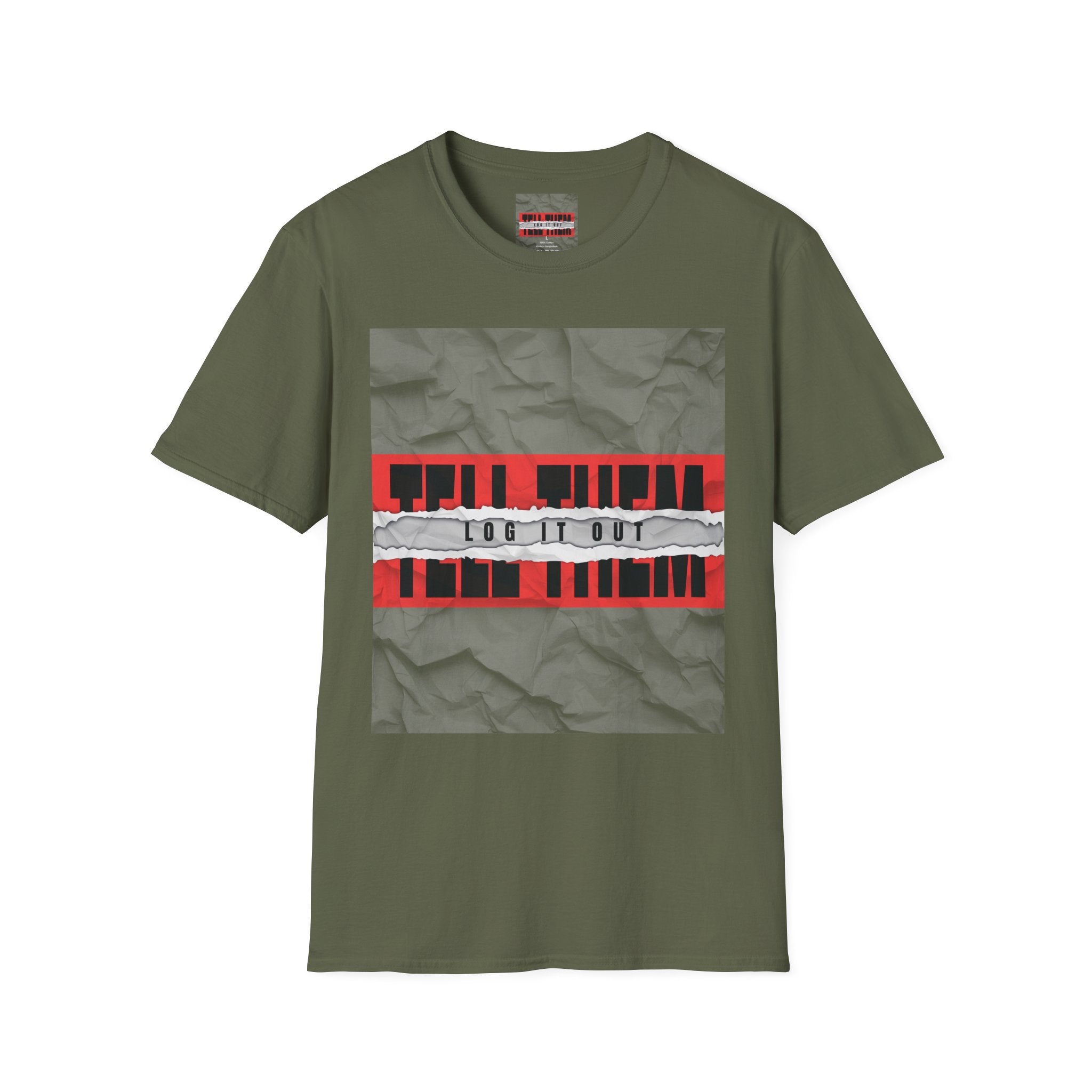 T-Shirt — LOG IT OUT Red Tape Graphic Tee ("LOG IT OUT")