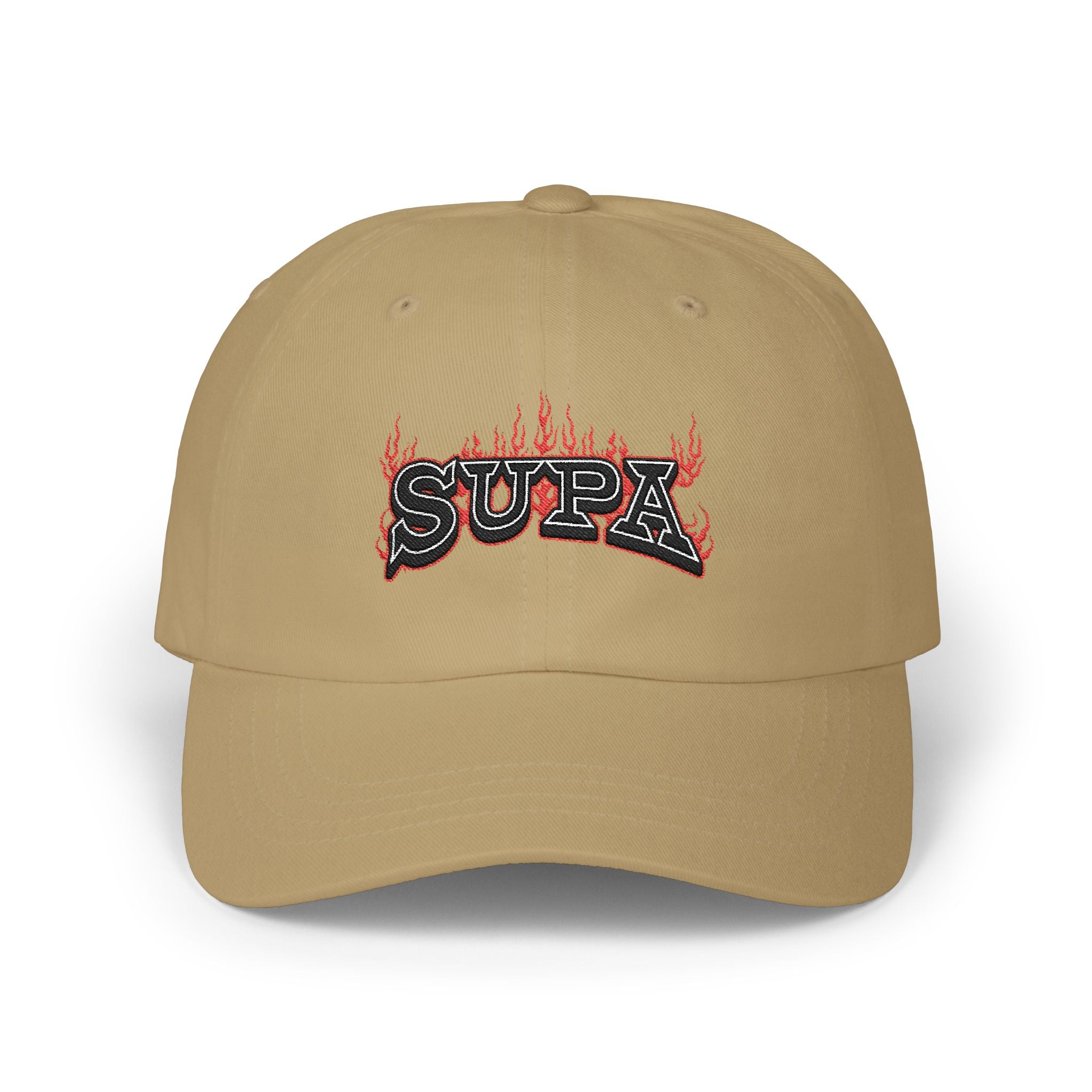 'SUPA' Flame Logo Embroidered Hat