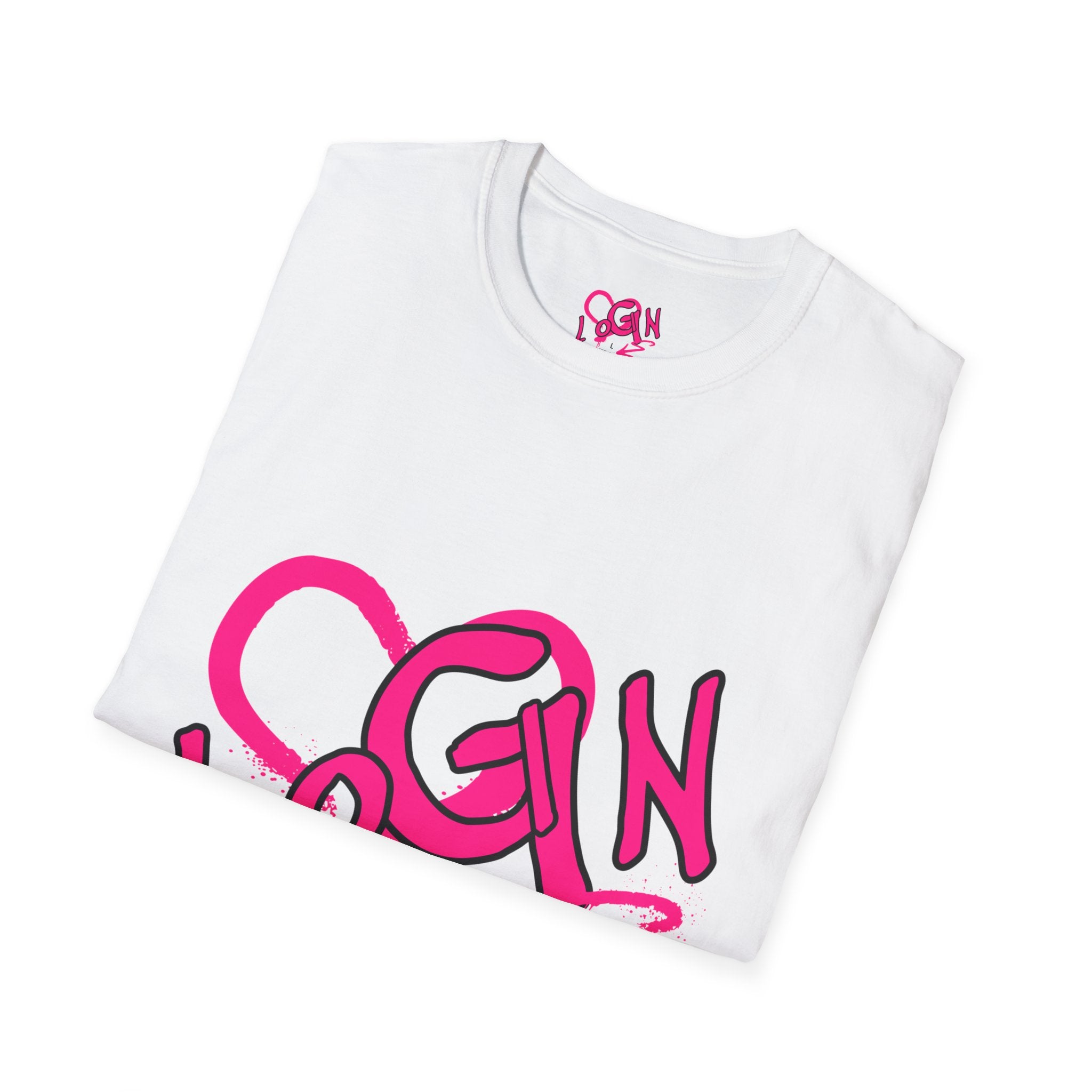 T-Shirt — Pink Graffiti 'Login' Streetwear Tee