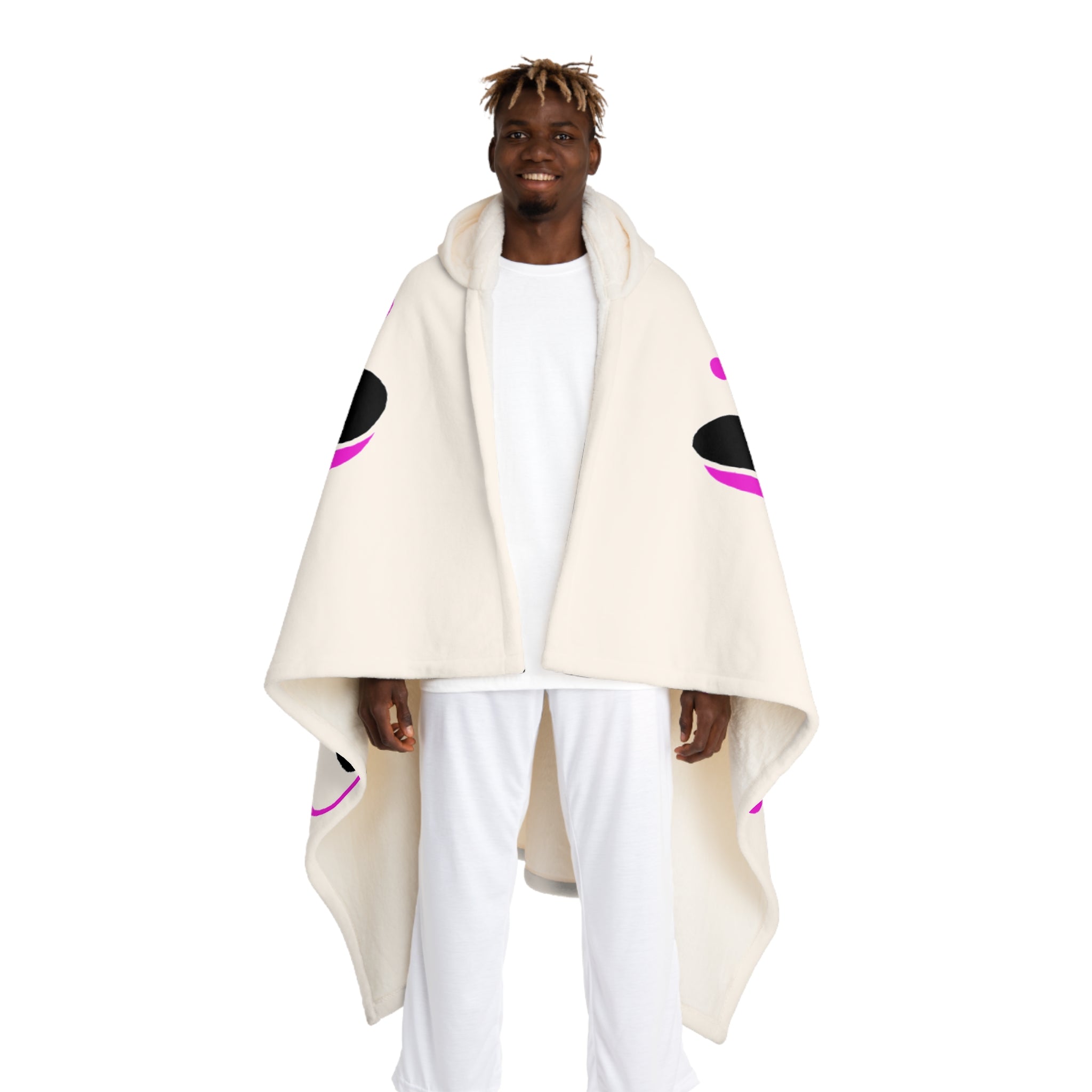Hooded Sherpa Blanket — Cozy Cream Fleece with Bold Black "NO LOVE" Design
