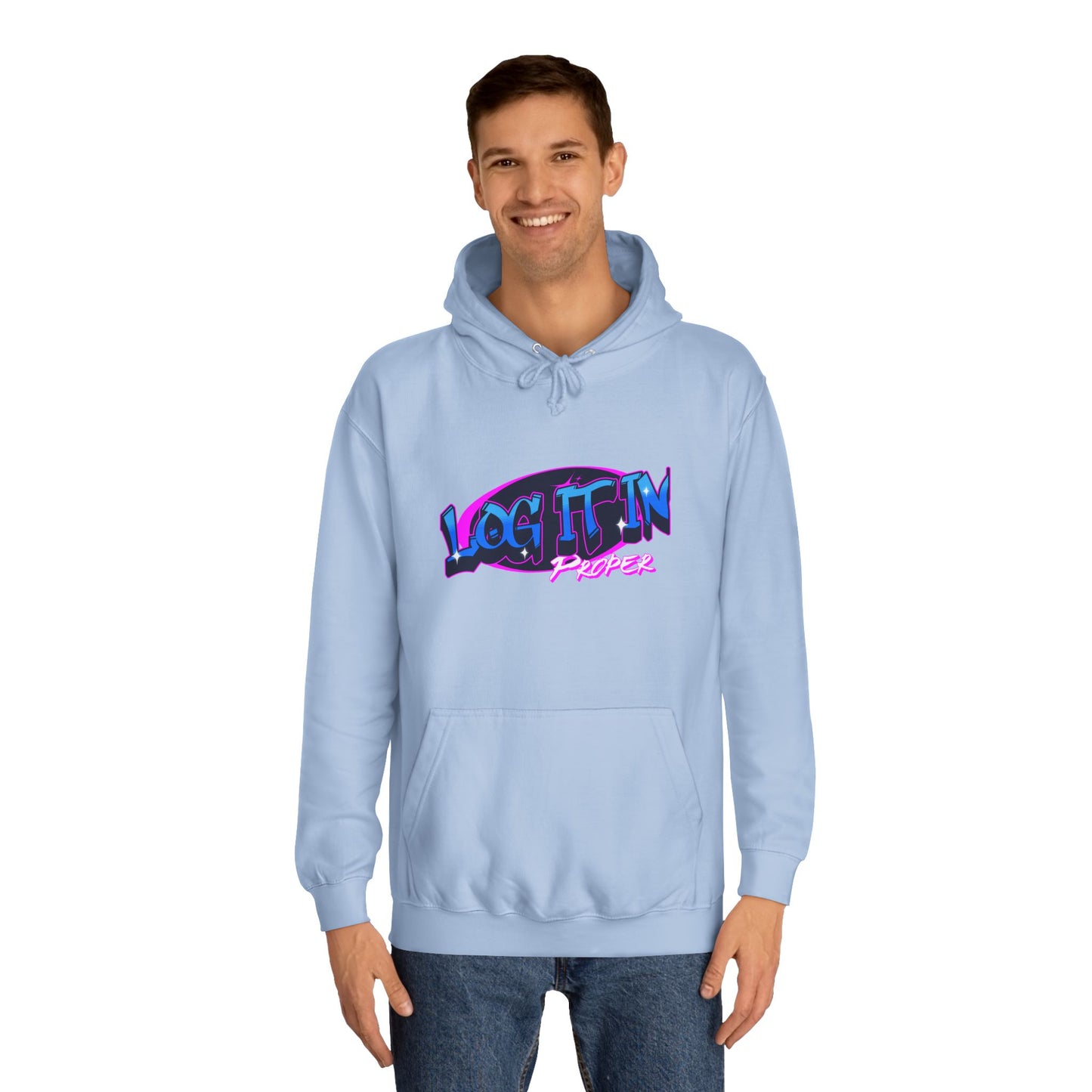 Vibrant Hoodie - Log It In, Unisex Pullover, Cozy Sweatshirt, College Apparel, Gift for Students, Trendy Fashion