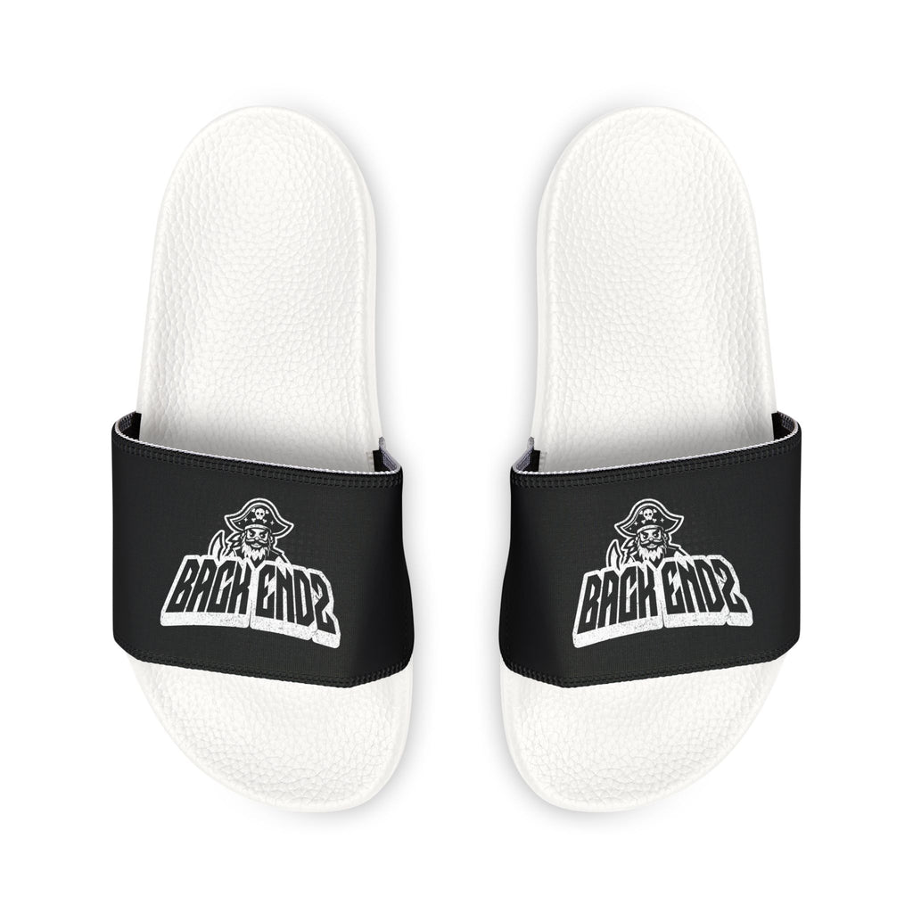 Youth Slide Sandals — Black Strap with 'Bank Endz' Graphic