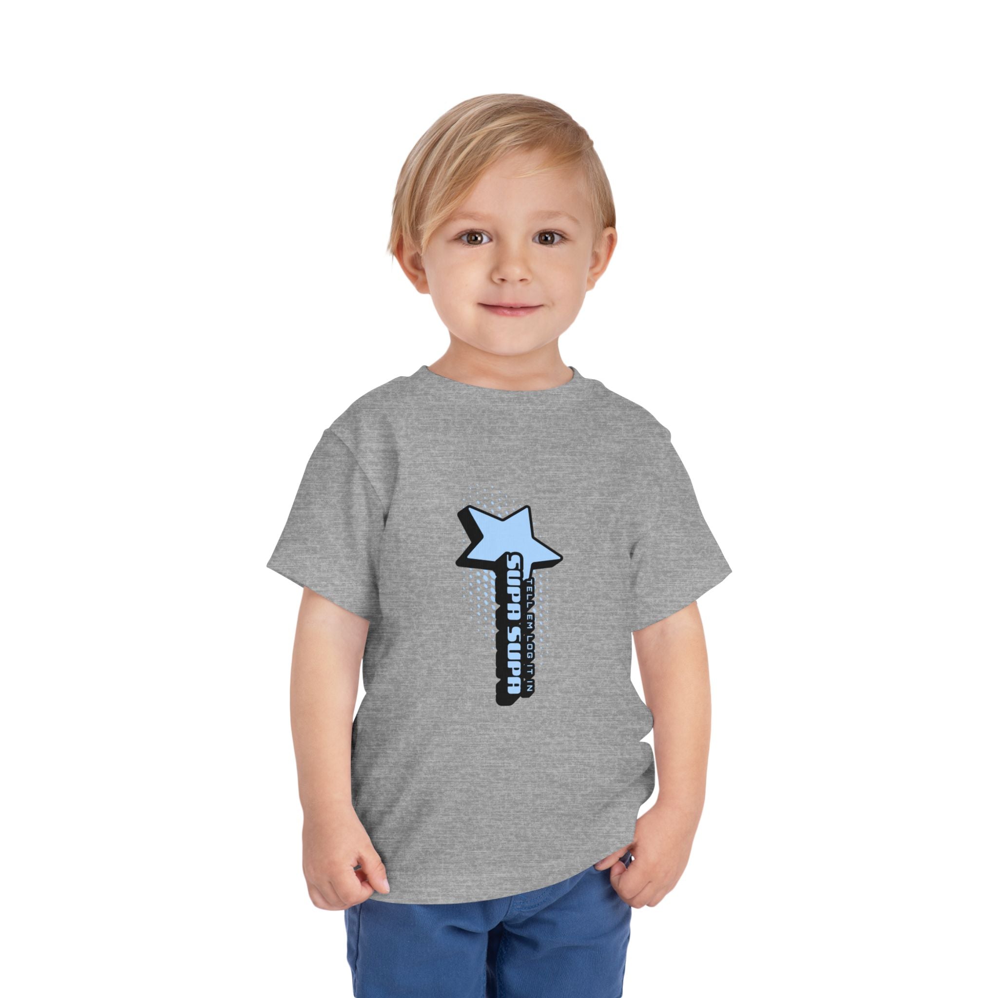 Toddler Tee — Blue Star "Tell em log it in" Graphic