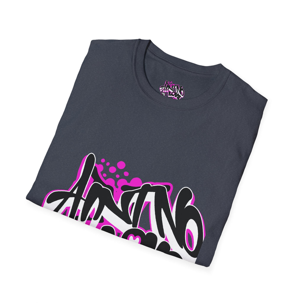 Graffiti 'NO LOVE' T-Shirt — Urban Street Art Tee with Pink Spray Paint Design