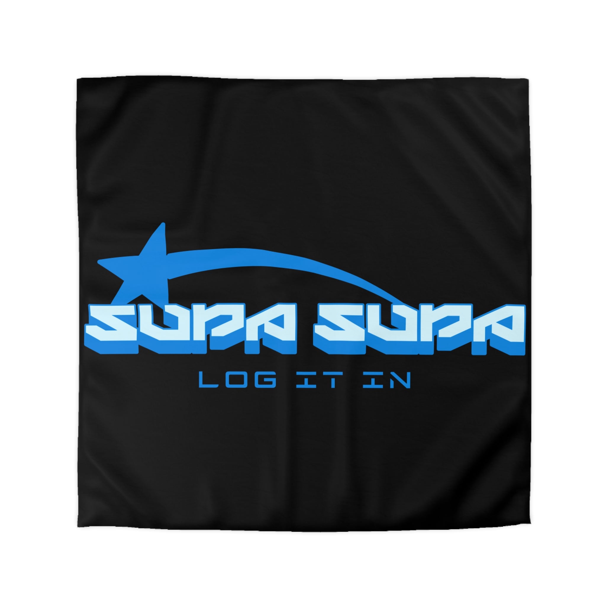 Duvet Cover — Black 'Supa Supa Log It In' Graphic Microfiber Bedding