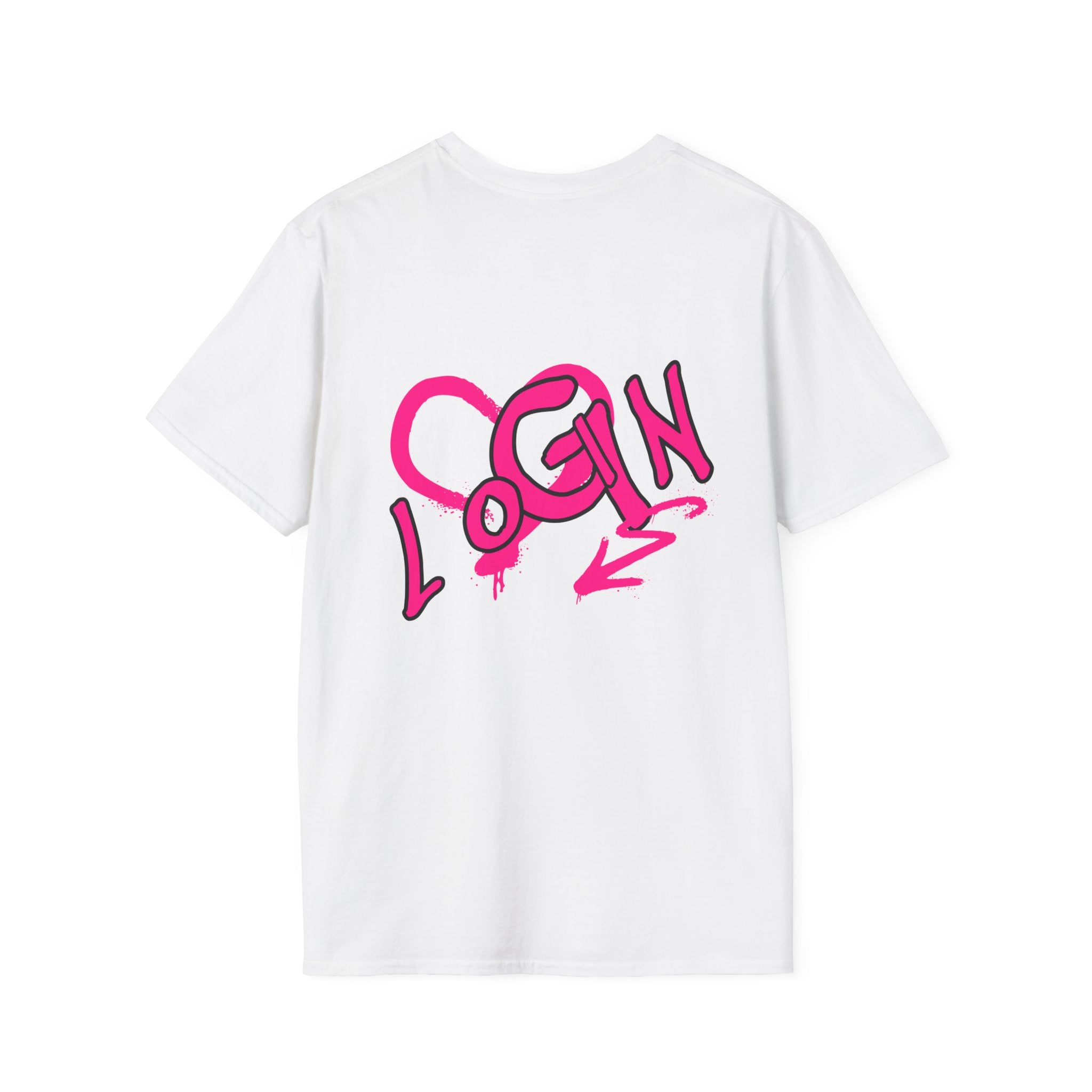 T-Shirt — Pink Graffiti 'Login' Streetwear Tee