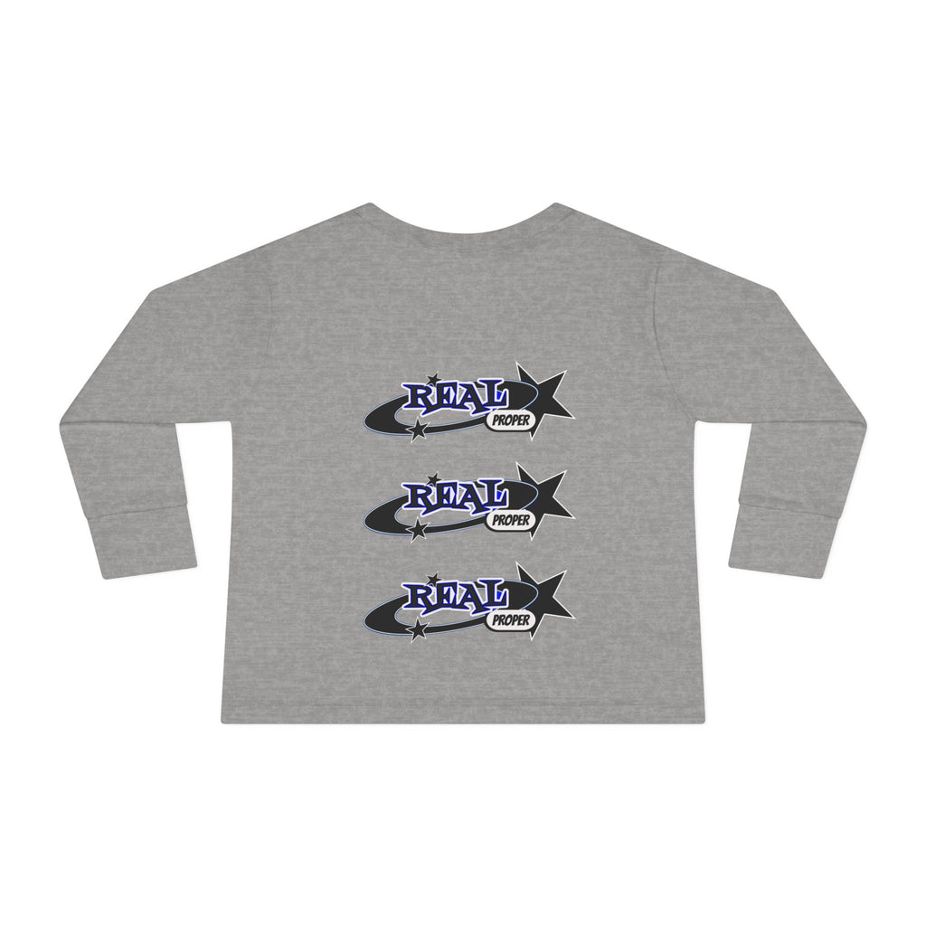 Toddler Long Sleeve Tee — 'Real Proper' Star Graphic Kids Shirt