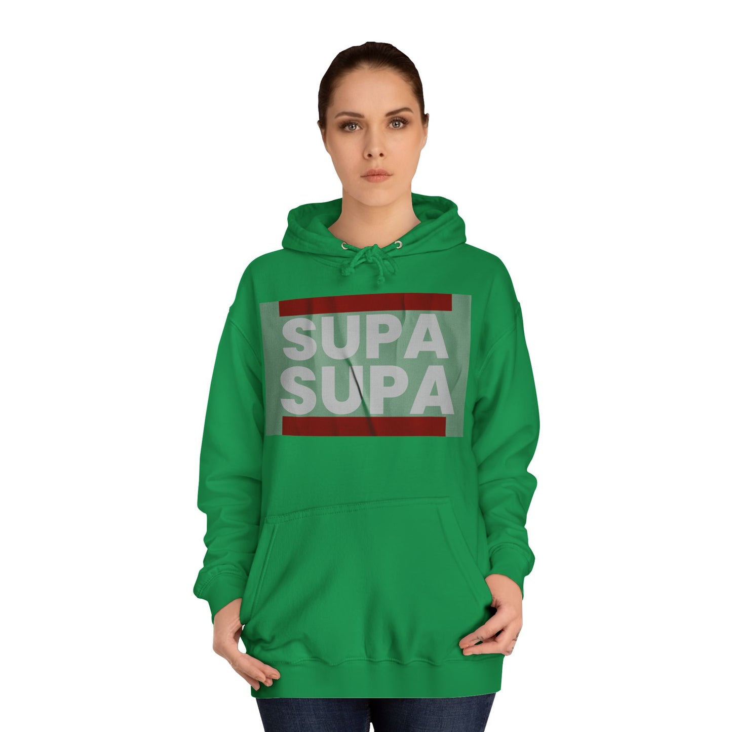Unisex Hoodie with 'SUPA SUPA' Design, Cool Casual Wear, Perfect, Gifts for Graduates, Cozy Layering