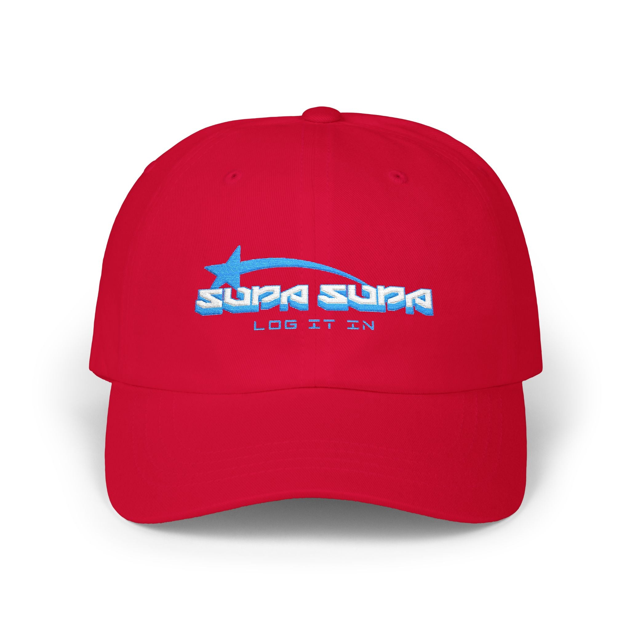 Classic Cap — Retro 'Supa Supa' Embroidered White Baseball Hat