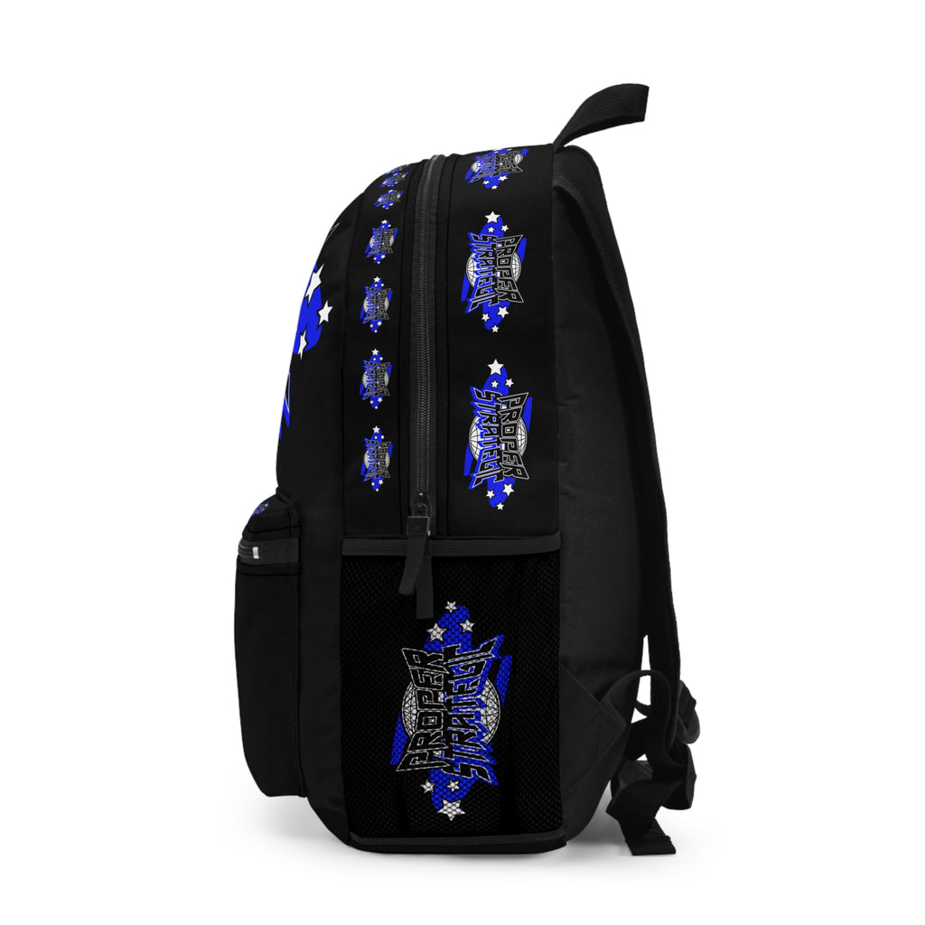 Proper Strategic Blue Logo Backpack — Star Graphic Casual Daypack