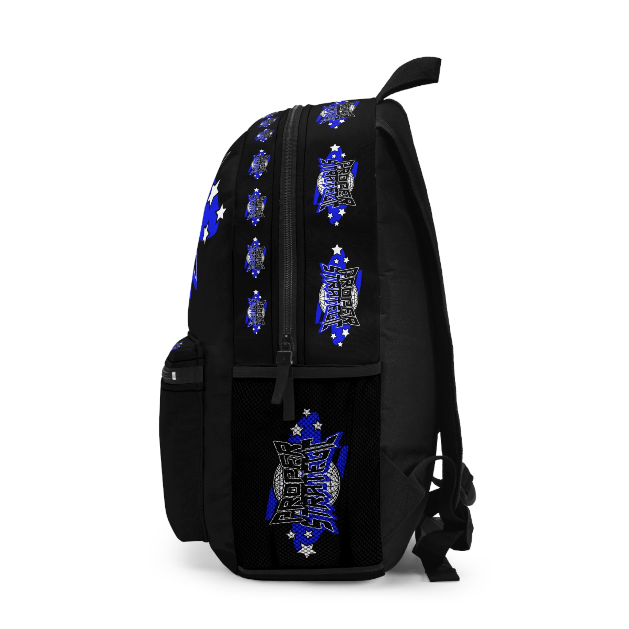 Proper Strategic Blue Logo Backpack — Star Graphic Casual Daypack