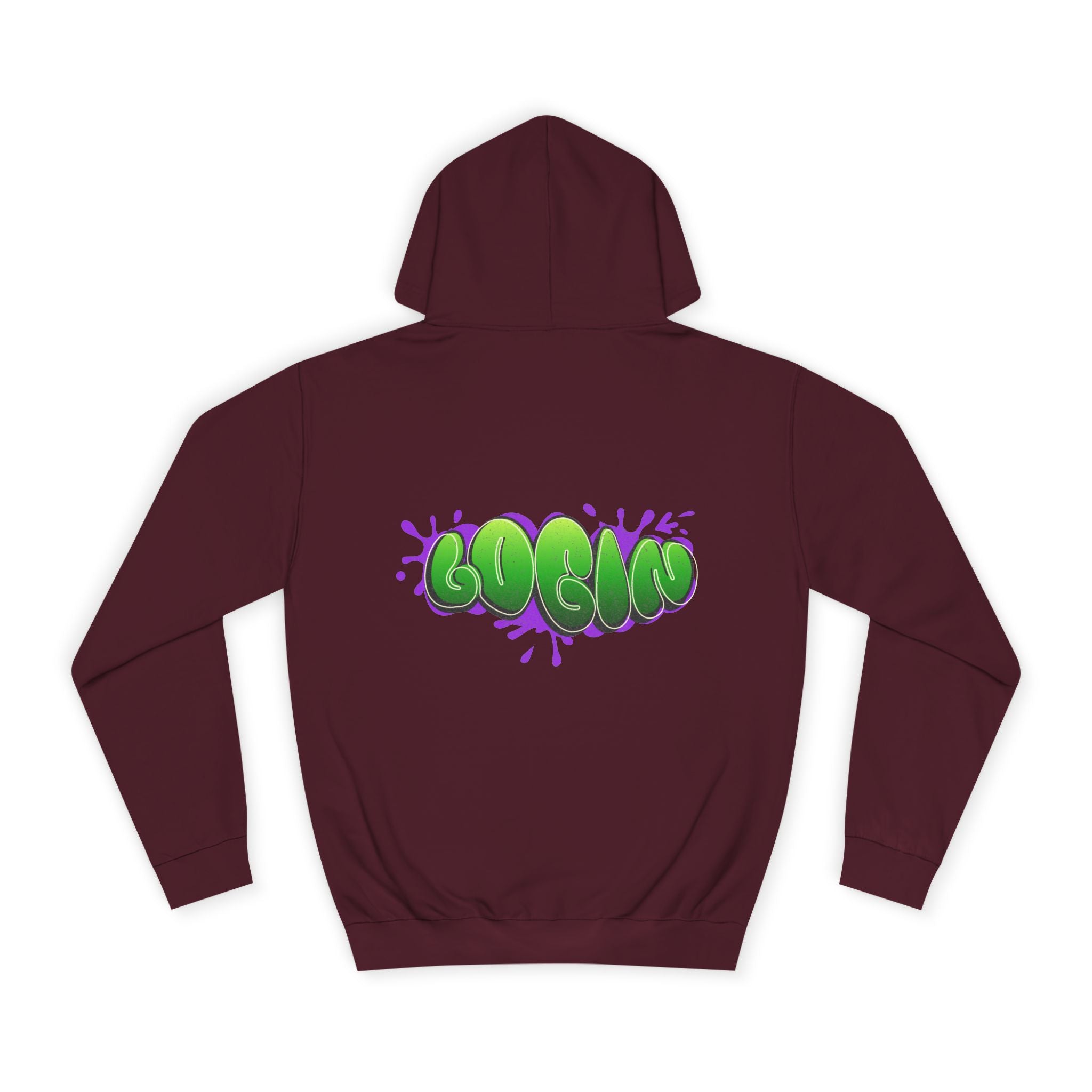 Hoodie with Green Graffiti "Login" Design - Streetwear Pullover