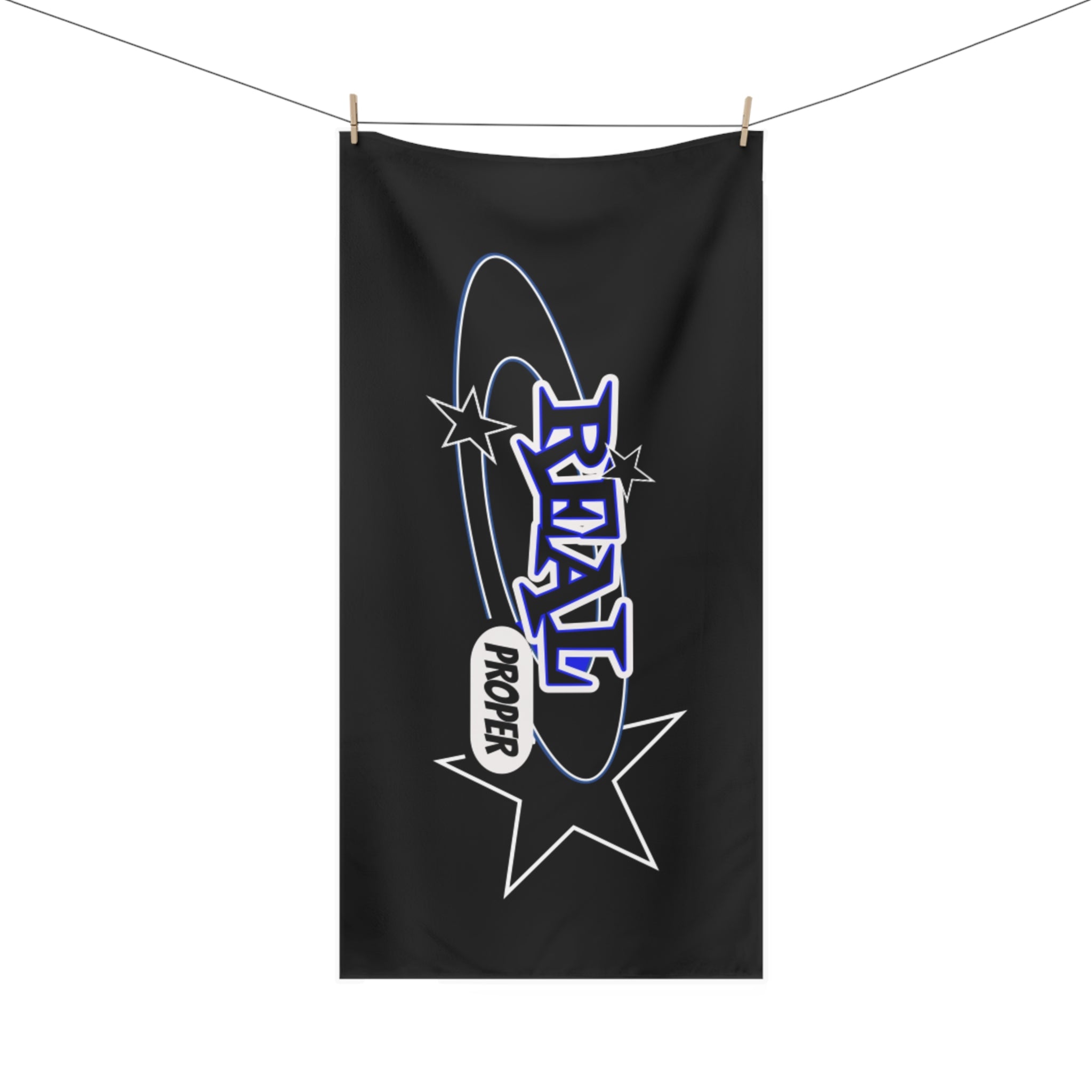 Real Proper Graphic Beach Towel — Black Star Retro Surf Towel