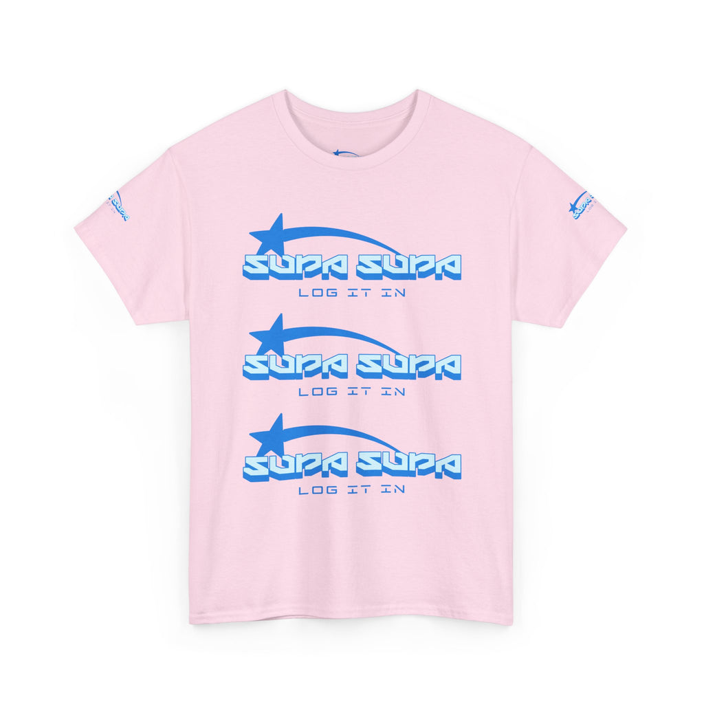 Supa Supa Retro Logo Tee — Blue Graphic Cotton T-Shirt
