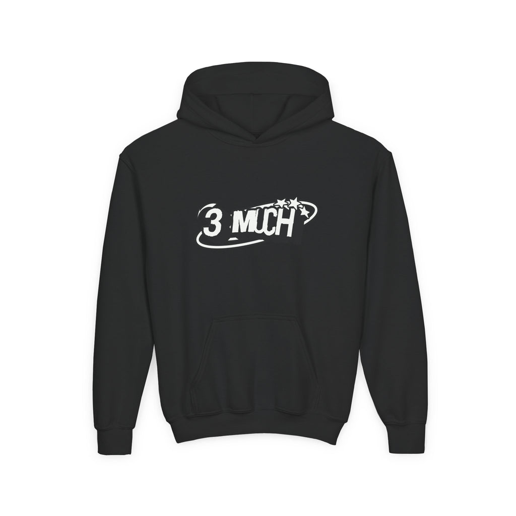 Youth Hoodie — Retro '3 MUCH'Style Graphic Pullover