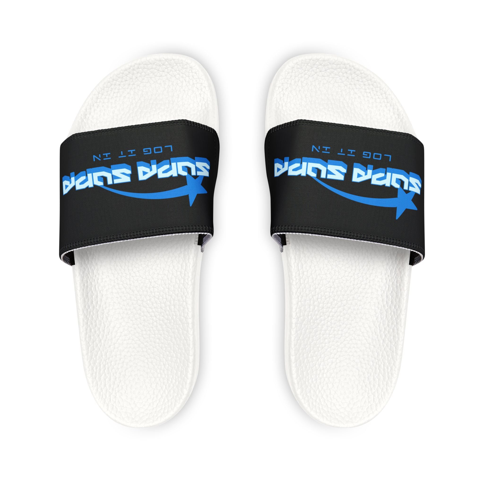 Slide Sandals — Men’s Removable‑Strap Athletic "SUPA SUPA" Slides with Blue Logo