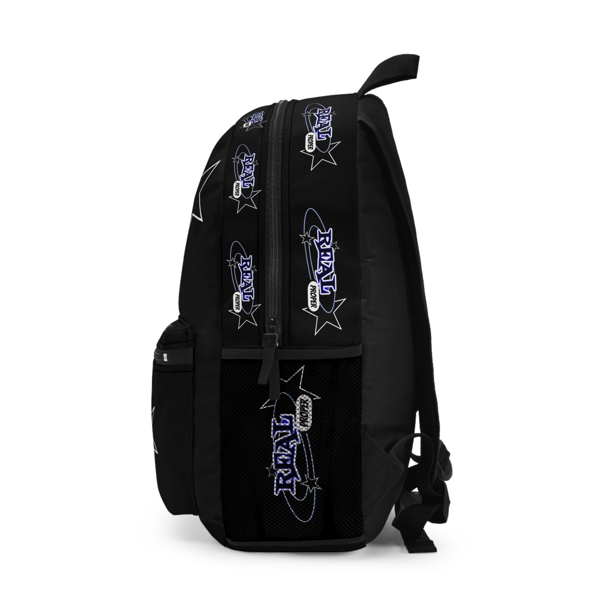 "Real Proper" Backpack — Black Graphic School & Travel Bag