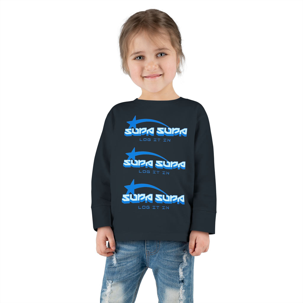Toddler Long Sleeve Tee — Blue Shooting Star "Super Star" Graphic