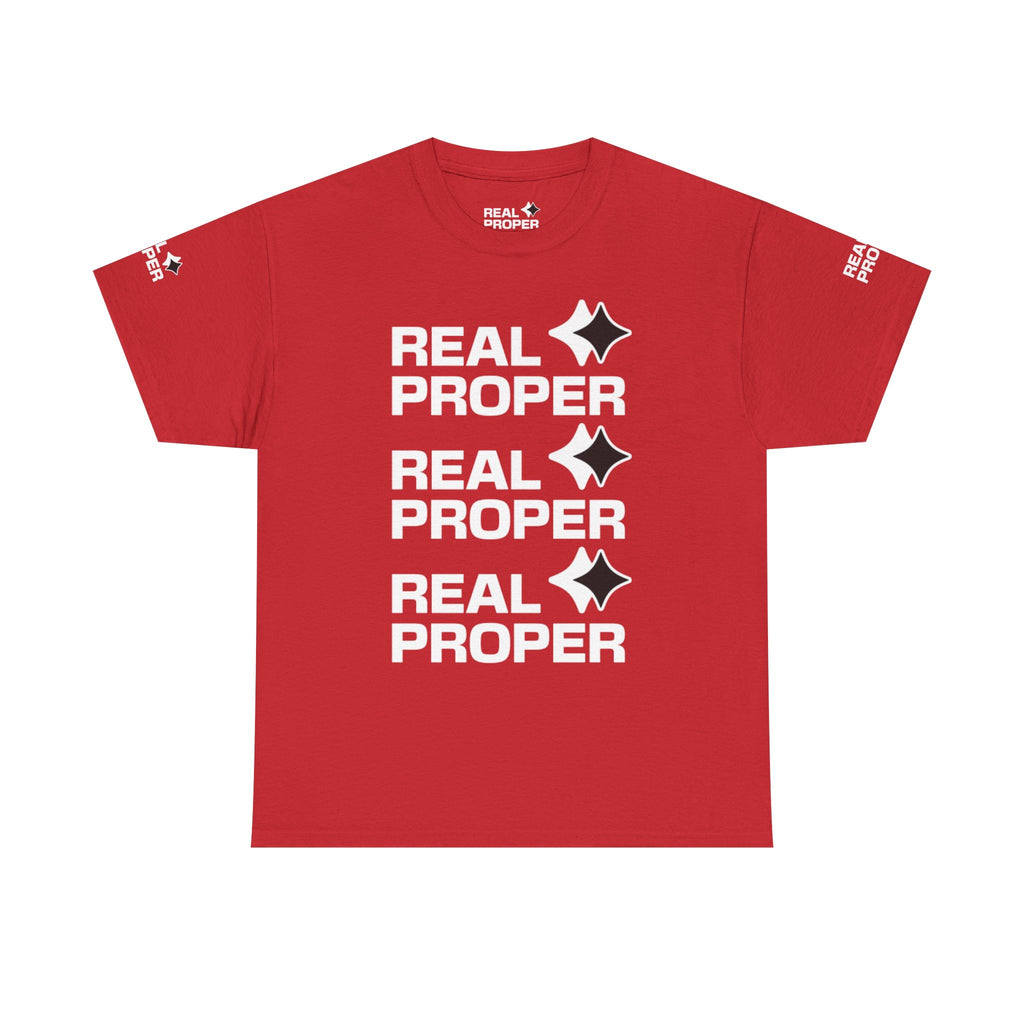 "Real Proper" Repeat Logo T‑Shirt