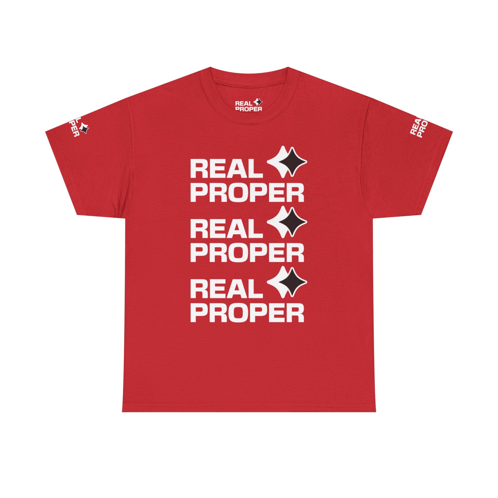 "Real Proper" Repeat Logo T‑Shirt