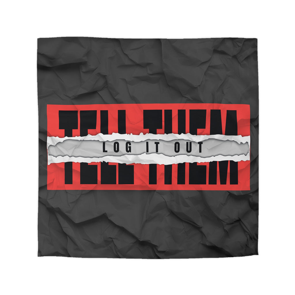 Duvet Cover — Bold 'Log It Out' Graphic Microfiber Duvet (Crinkled Black & Red)