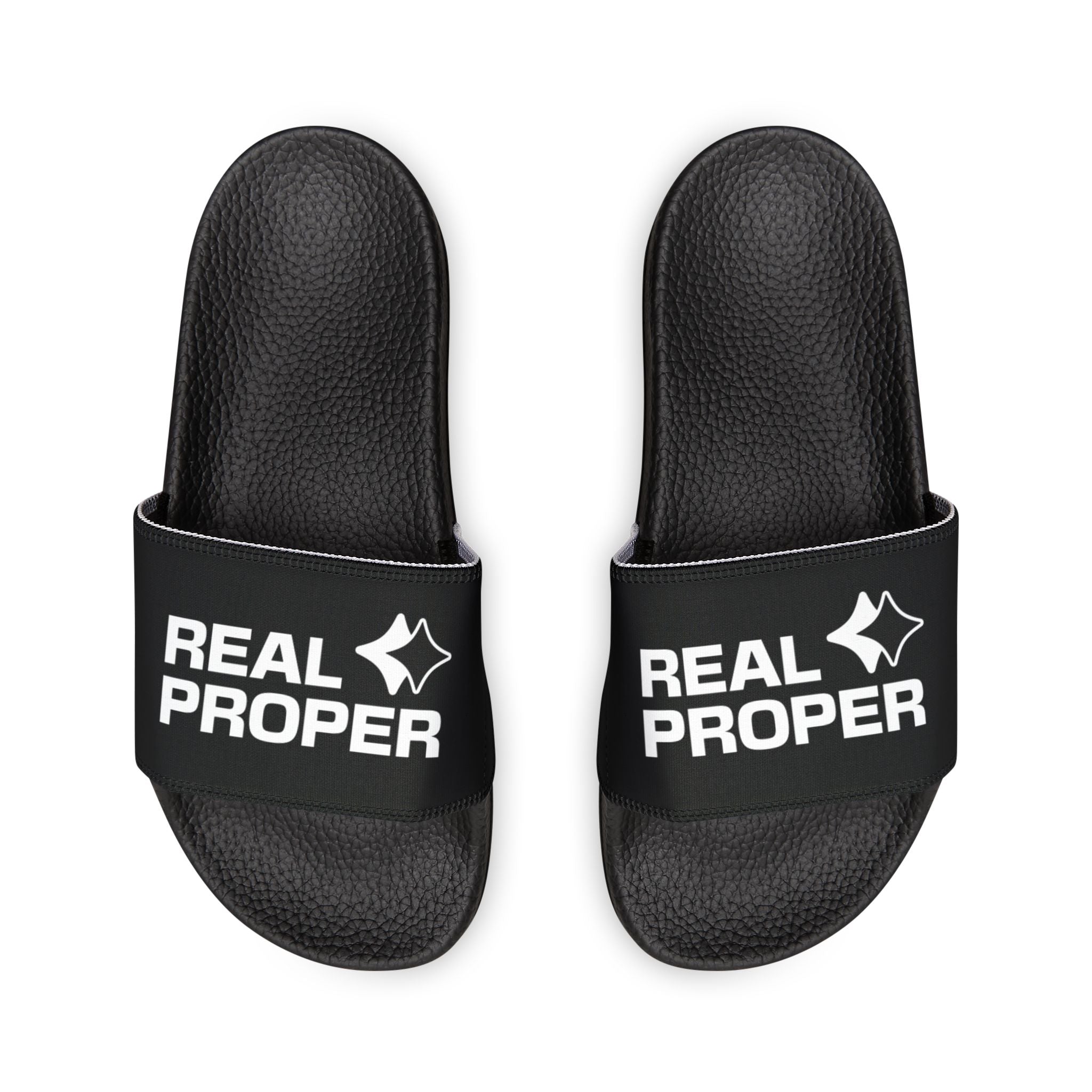 Youth Slide Sandals — "REAL PROPER" Adjustable-Strap Pool & Casual Slides
