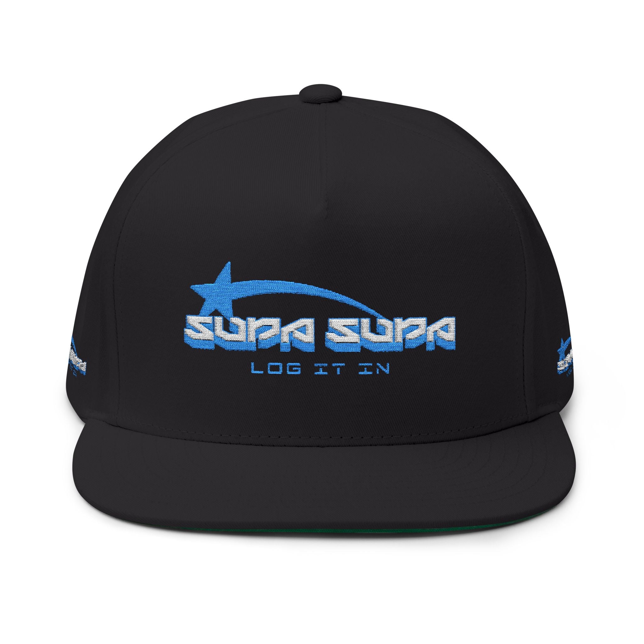 Flat Bill Cap — Embroidered 'Log It On' Retro Logo Snapback