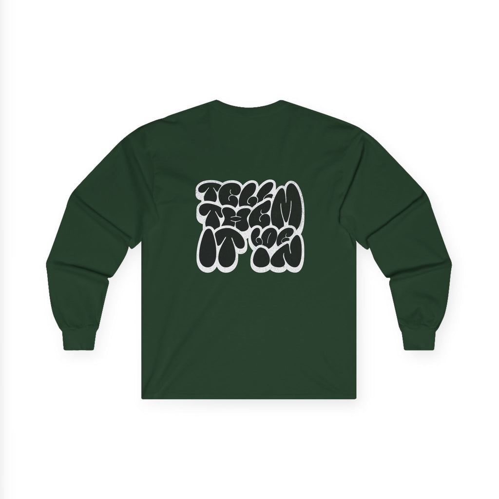 Long Sleeve "LOG IT IN" Tee — Retro Pebble Typography Graphic