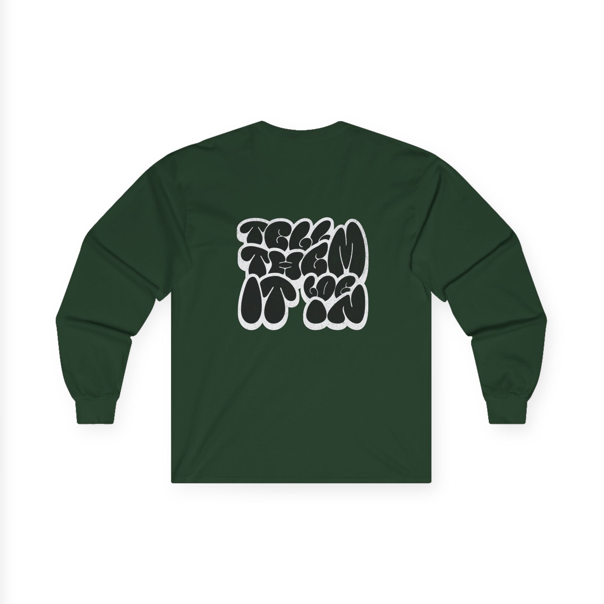 Long Sleeve "LOG IT IN" Tee — Retro Pebble Typography Graphic