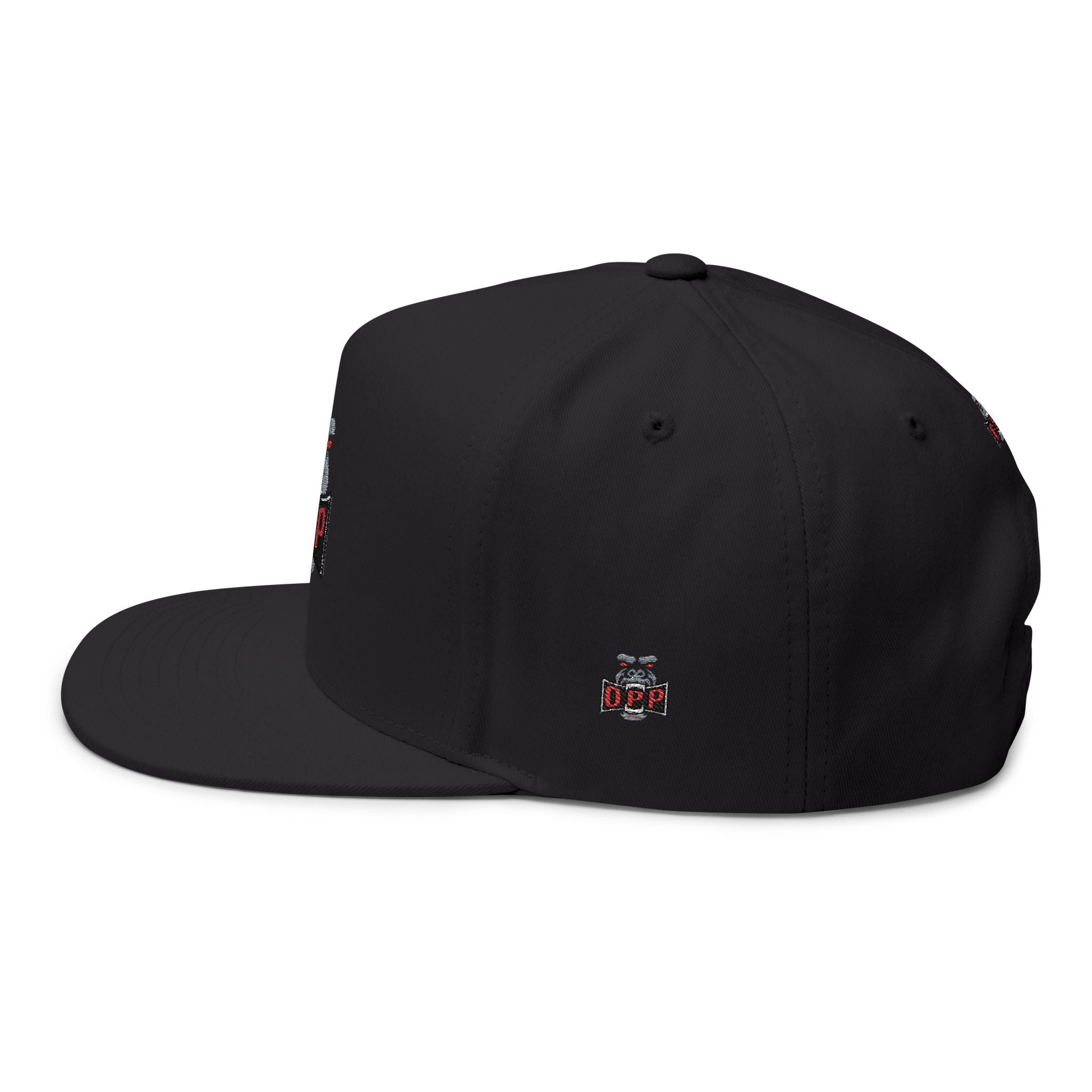 OPP Embroidered Flat Bill Cap — Retro Logo Snapback Hat
