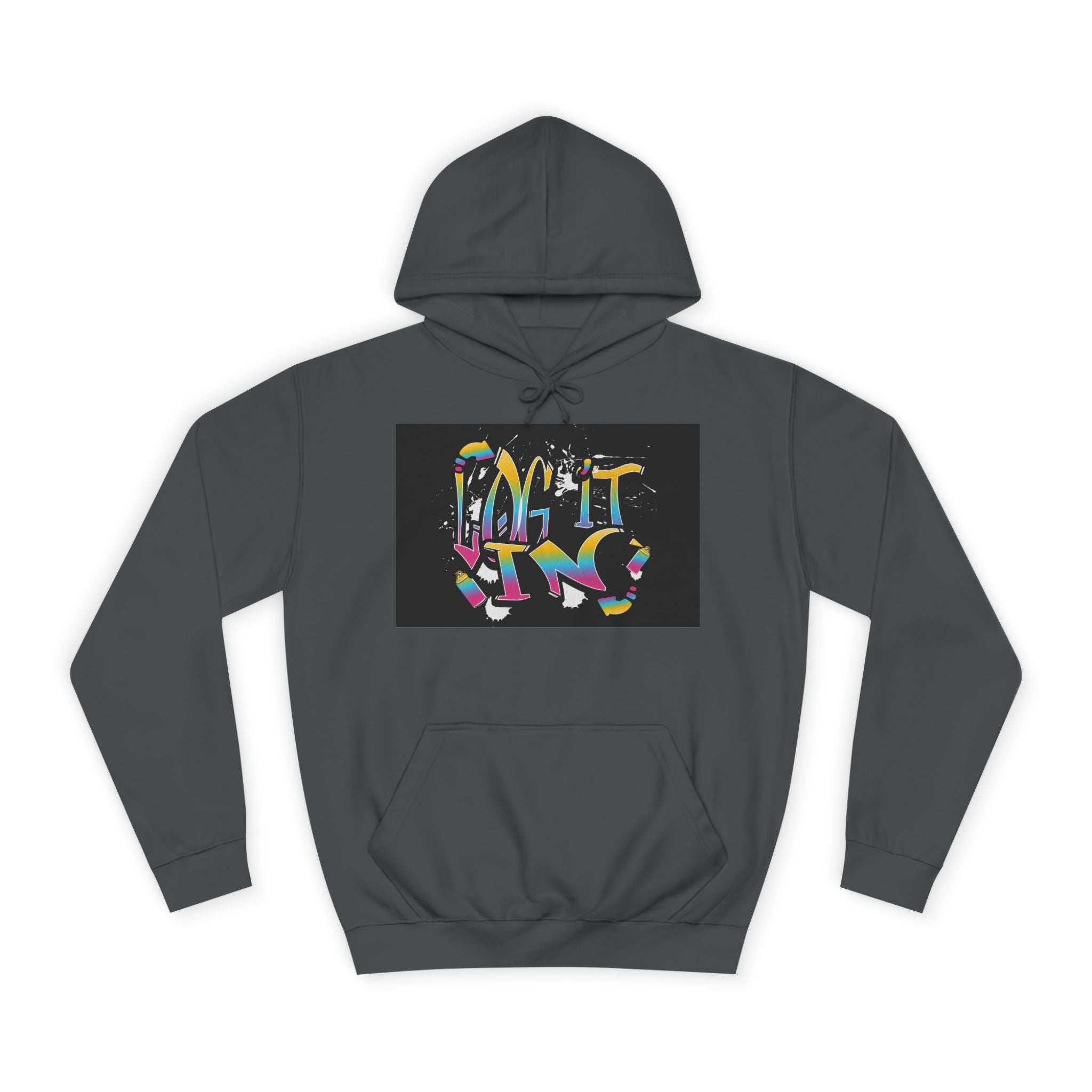 Colorful Unisex "log it in" Hoodie - Vibrant and Fun Sweatshirt for Anybody, Gift for Graduation, CozyWear, Artsy Hoodie