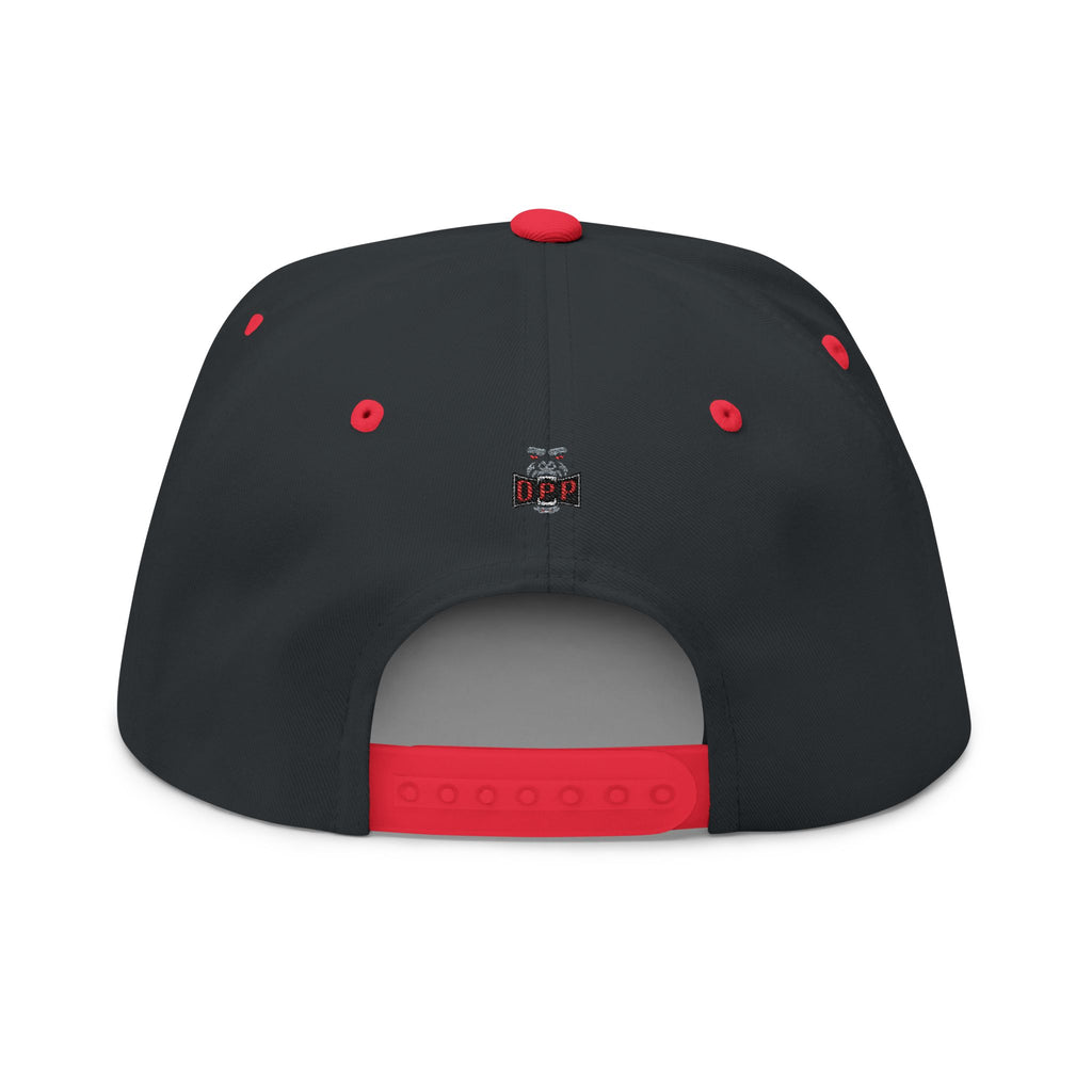 OPP Embroidered Flat Bill Cap — Retro Logo Snapback Hat