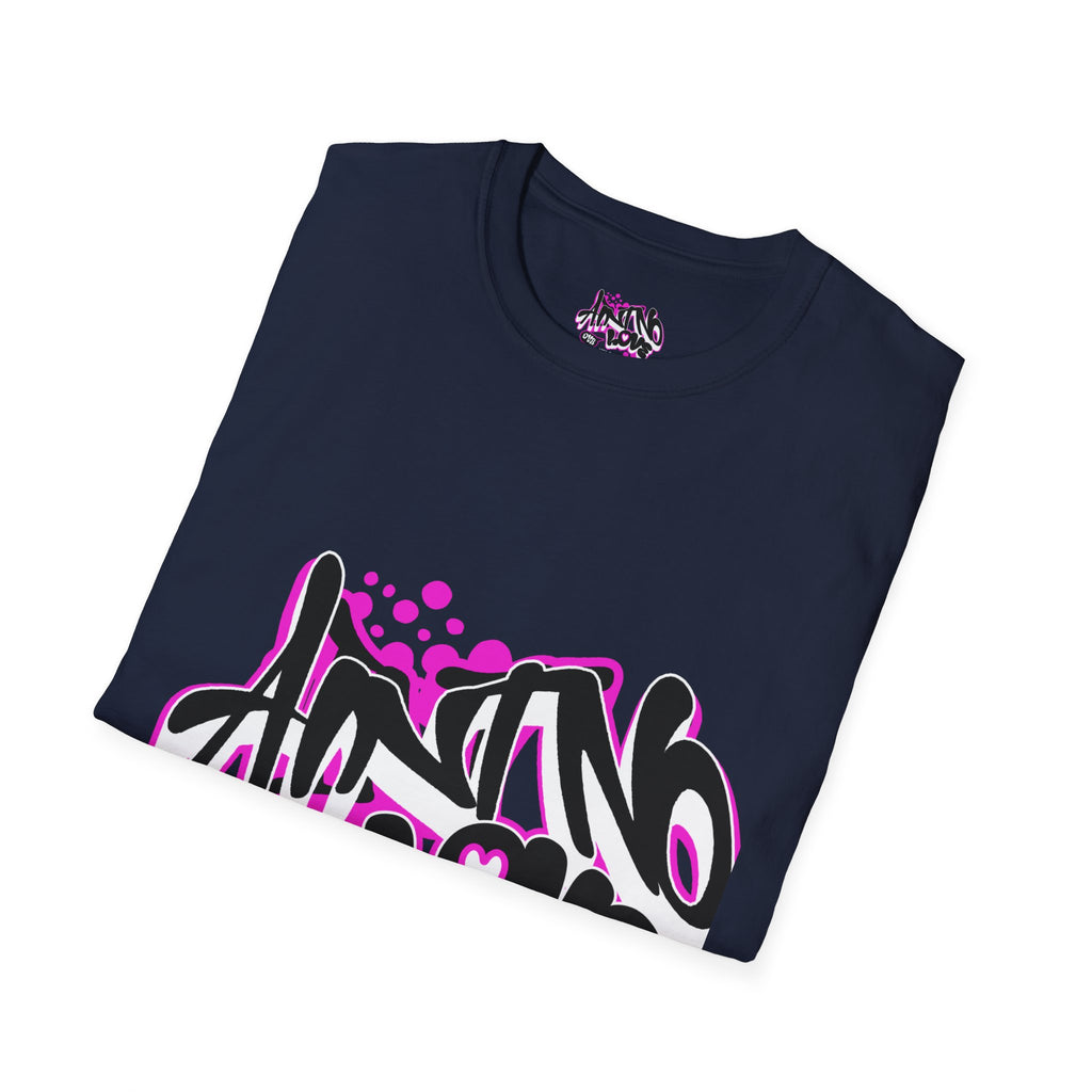 Graffiti 'NO LOVE' T-Shirt — Urban Street Art Tee with Pink Spray Paint Design