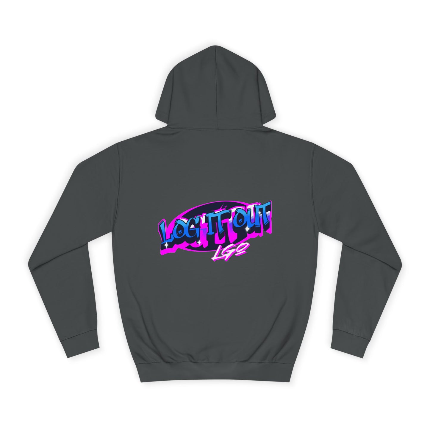 Vibrant Graffiti"Log it out"Hoodie, Unisex Fashion, Casual Wear, Student Apparel, Street Style, Gift for Graduates
