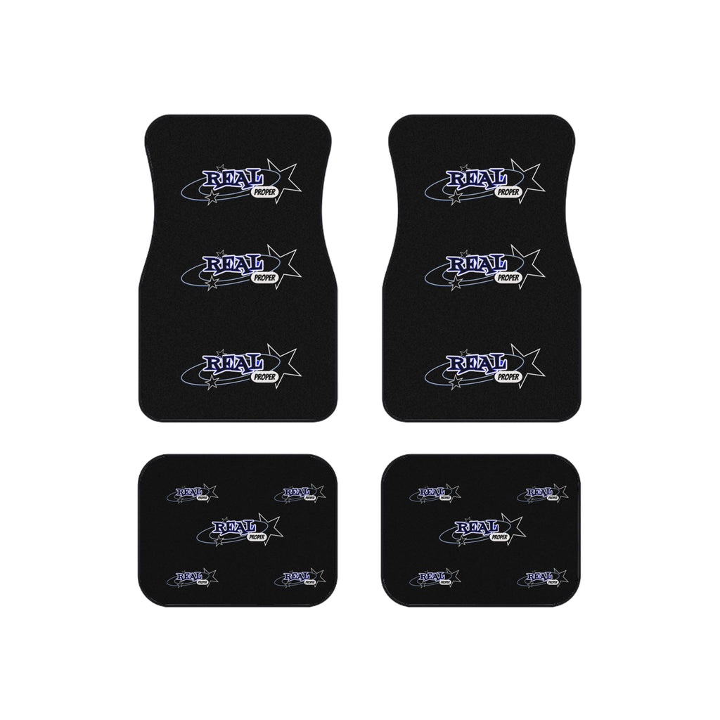 Car Mats Set — Black 'Real Proper' Logo Floor Liners (Set of 4)