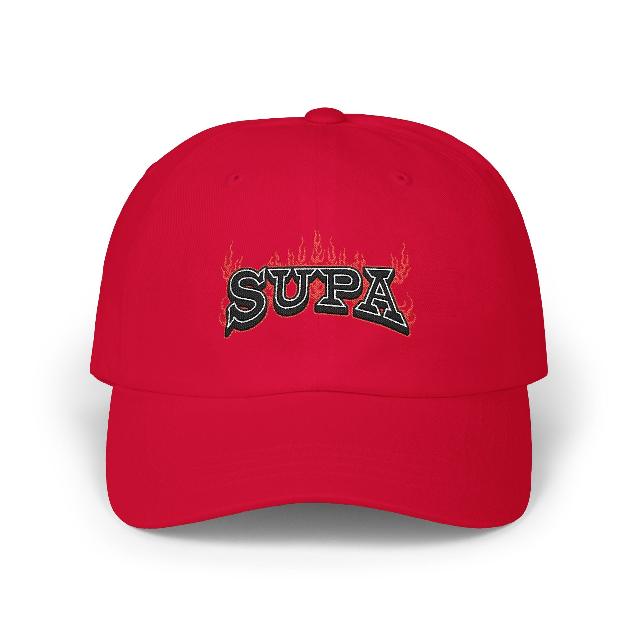 'SUPA' Flame Logo Embroidered Hat