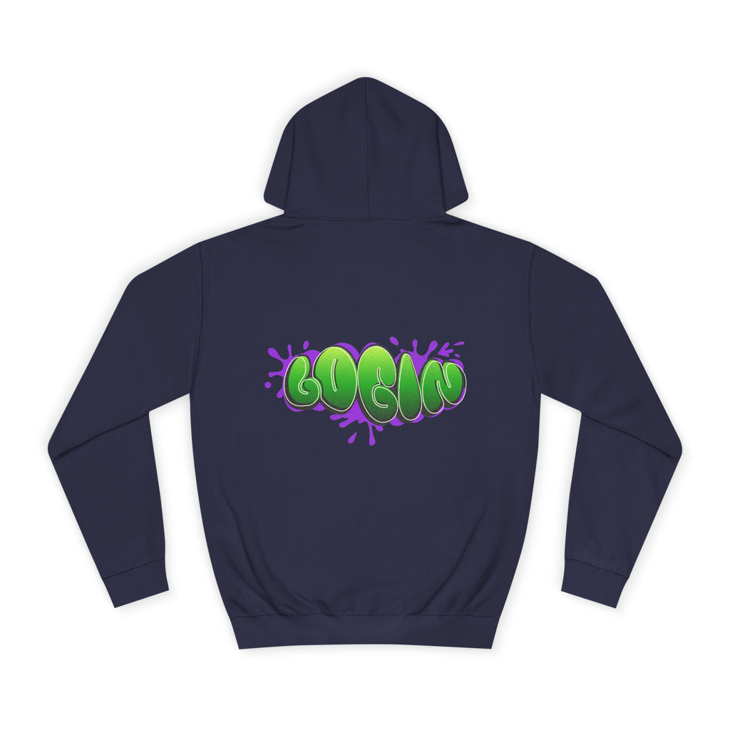 Hoodie with Green Graffiti "Login" Design - Streetwear Pullover