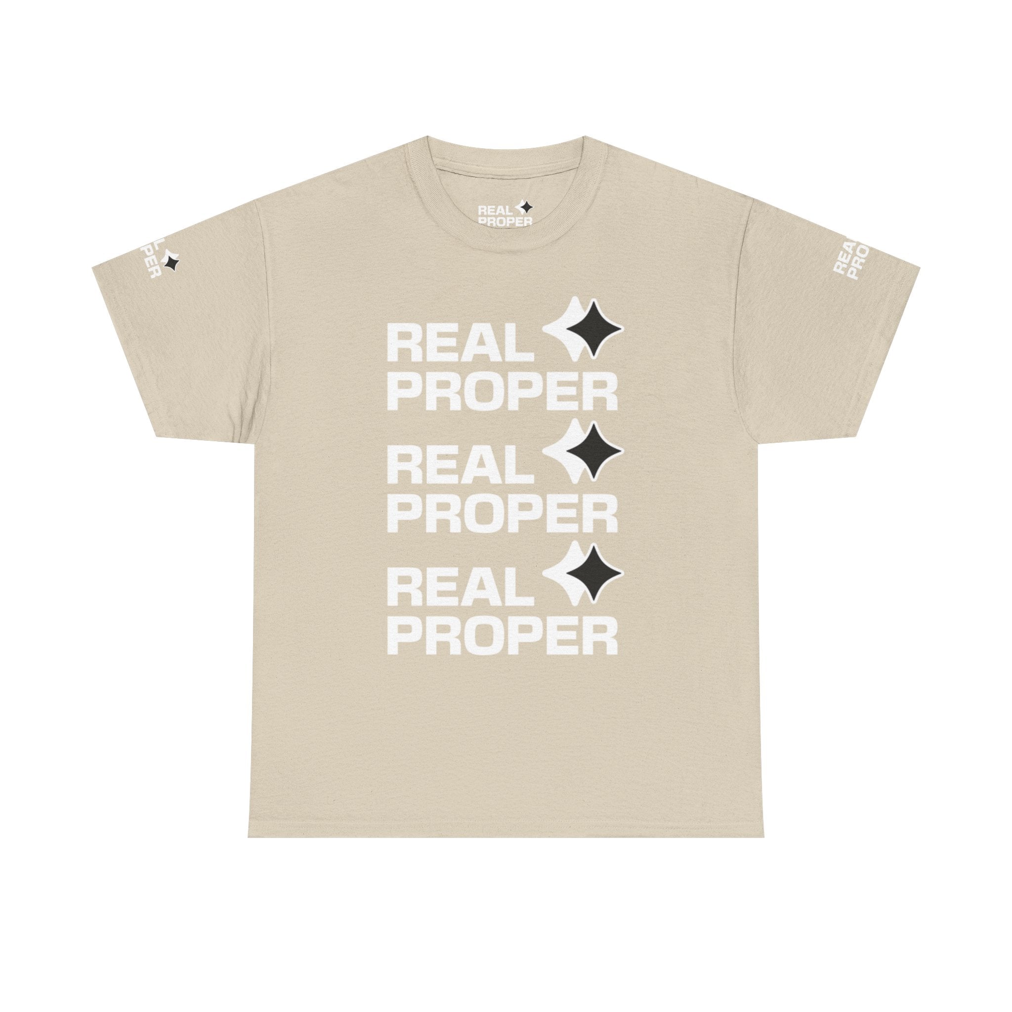 "Real Proper" Repeat Logo T‑Shirt