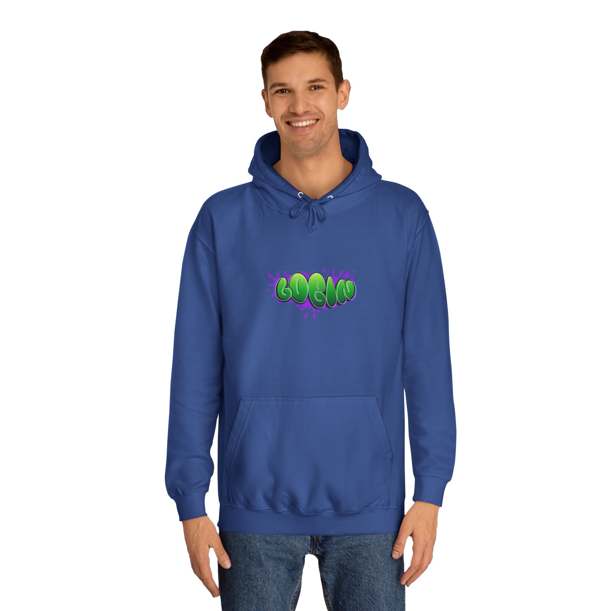Hoodie with Green Graffiti "Login" Design - Streetwear Pullover