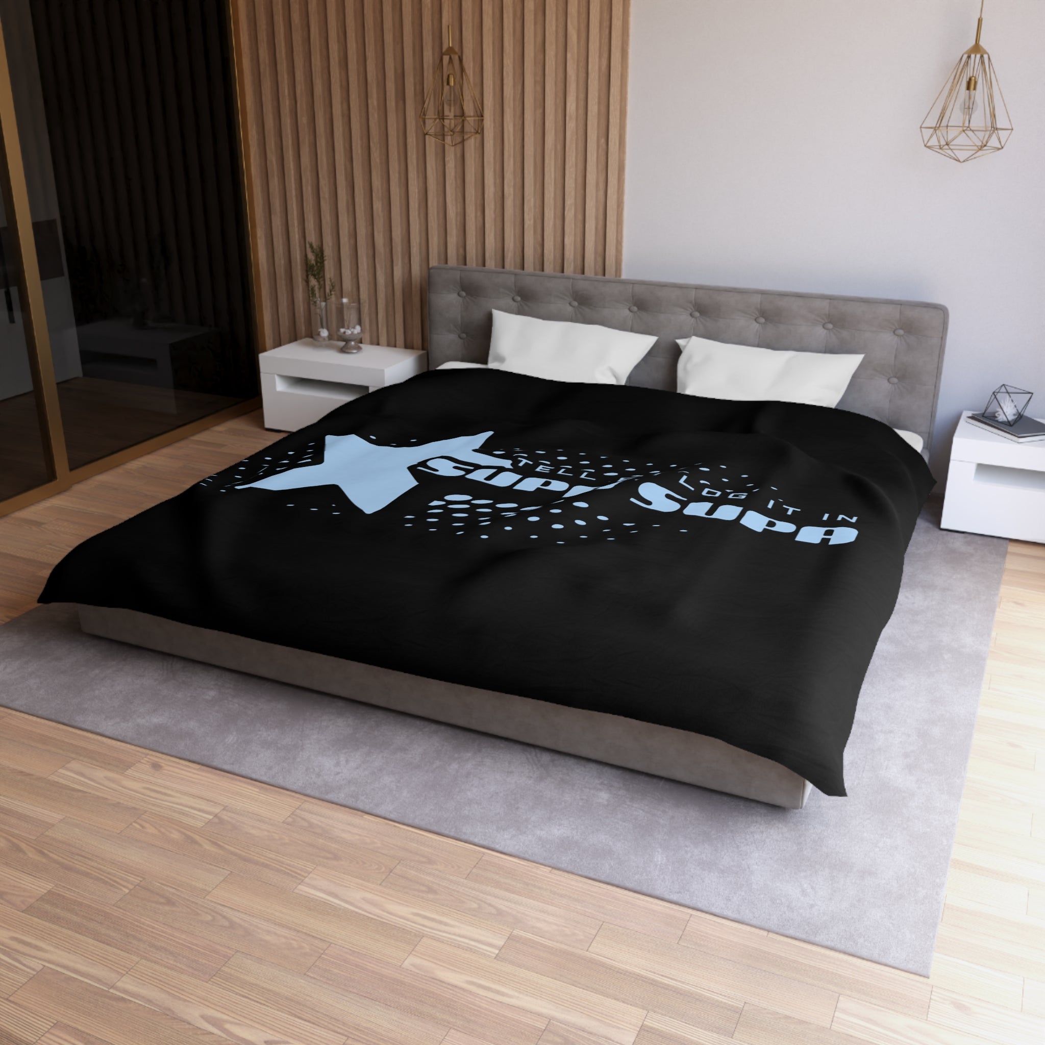 "Tell em log it in" Star Microfiber Duvet Cover — Retro Pop Graphic Bedding