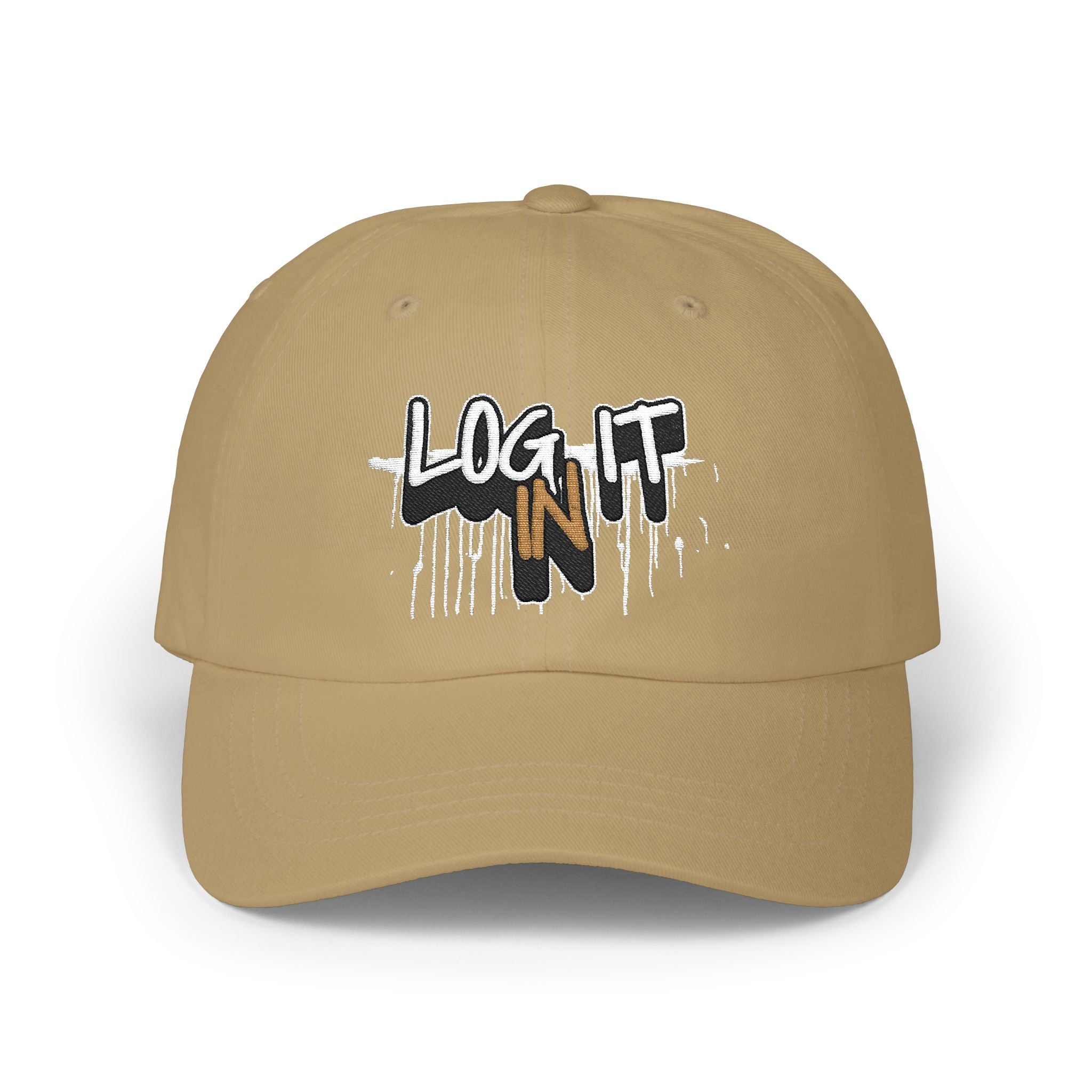 Cap — 'Log It in' Embroidered White Baseball Hat